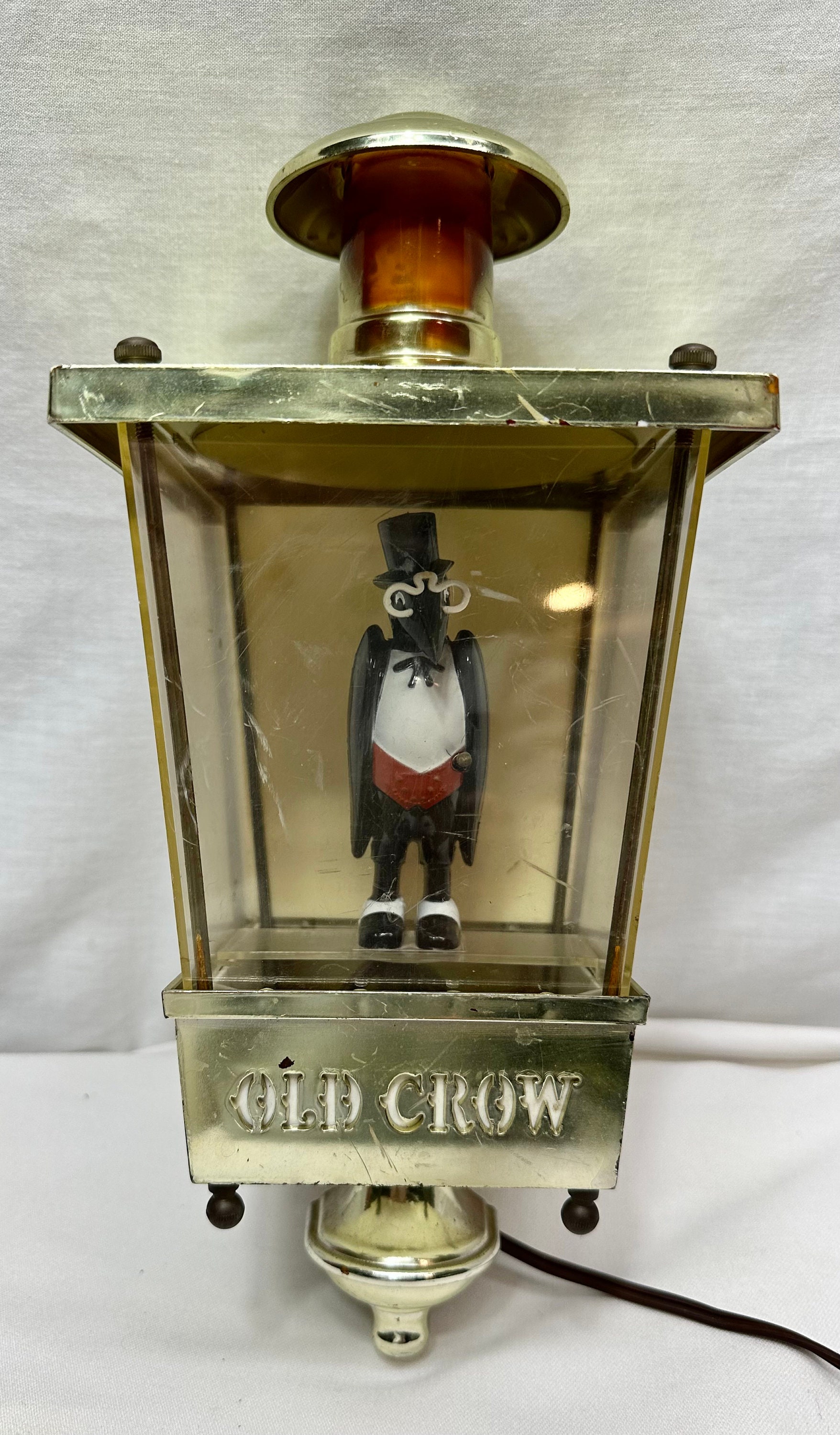 Vintage Old Crow Bourbon Illuminated Wall Lantern