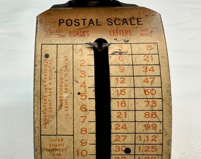Vintage  Green Metal Postal Scale, Kingsbury Manufacturing Co, Keene NH, Pat Pending
