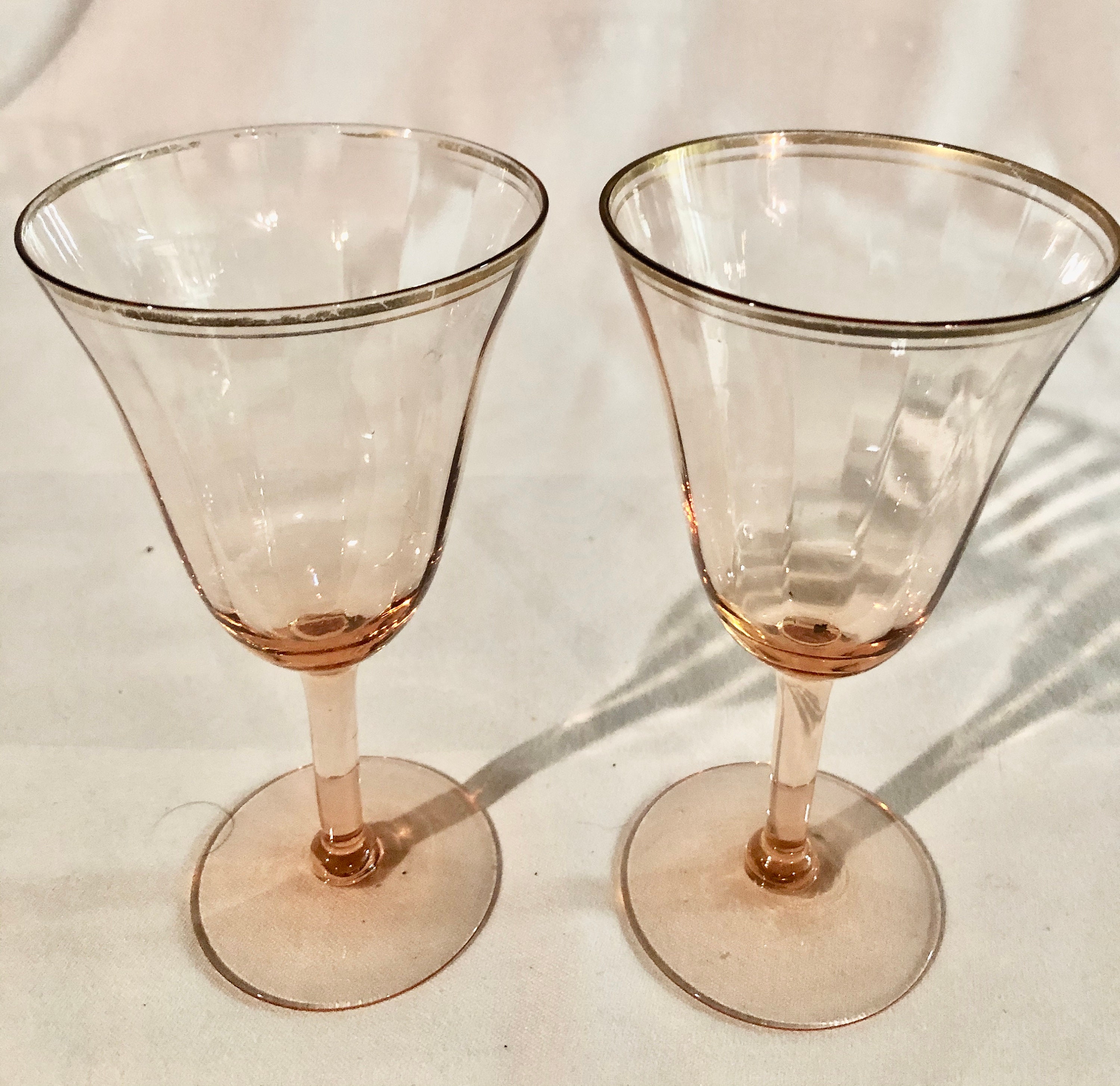 pink depression wine glasses