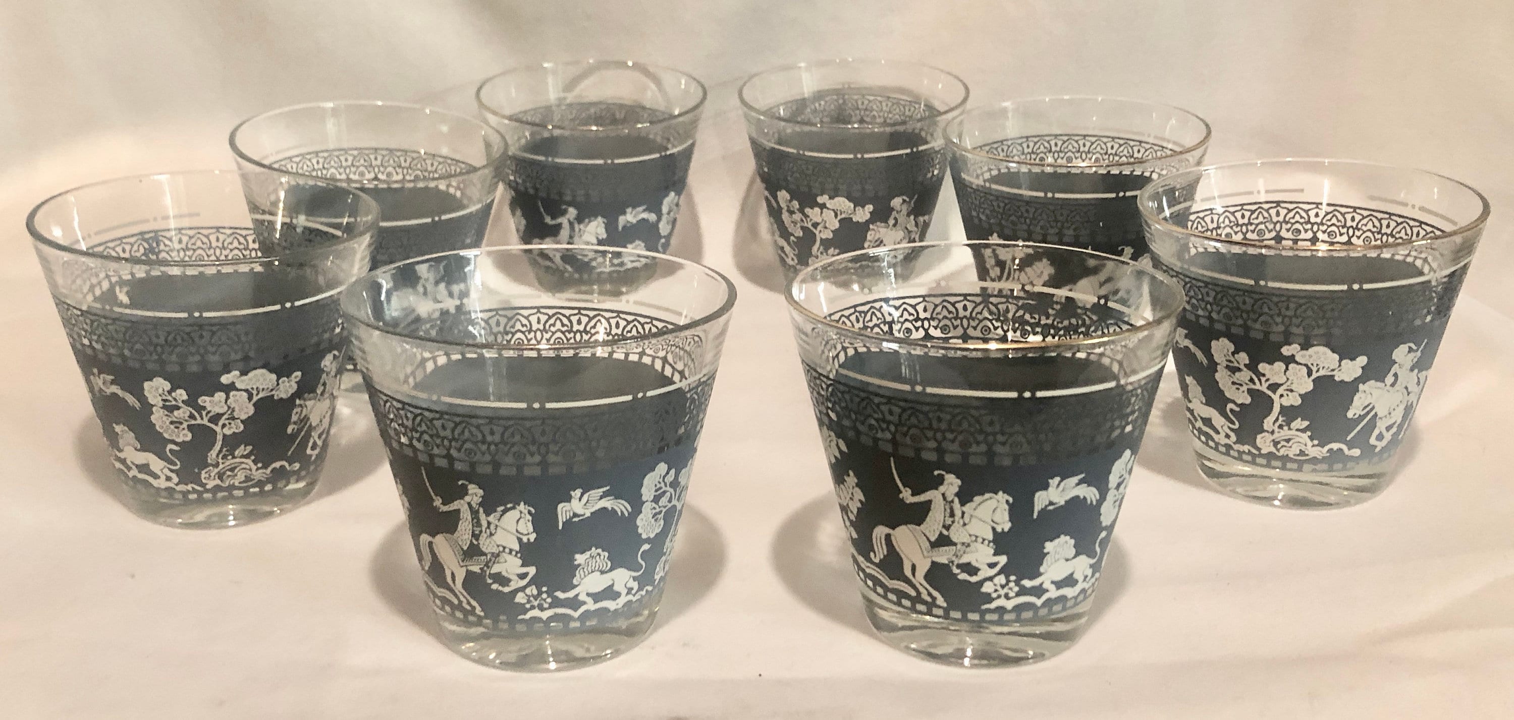 Vintage HazelAtlas Wedgewood Blue Jasperware Arabian Knights/Warrior