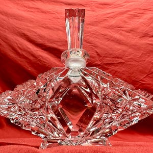 Vintage Diamond Triangular Shaped Cut Glass Perfume Bottle