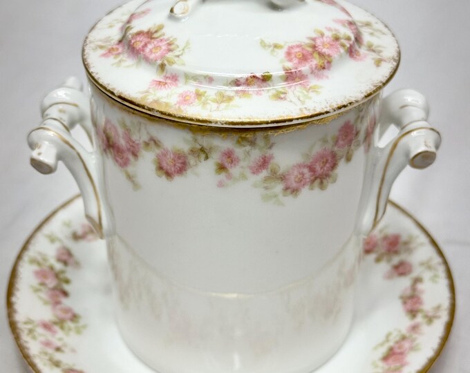 Antique Porcelain Jam/Milk Jar with Lid, Haviland Limoges, J Mc D&S Co, GOA France