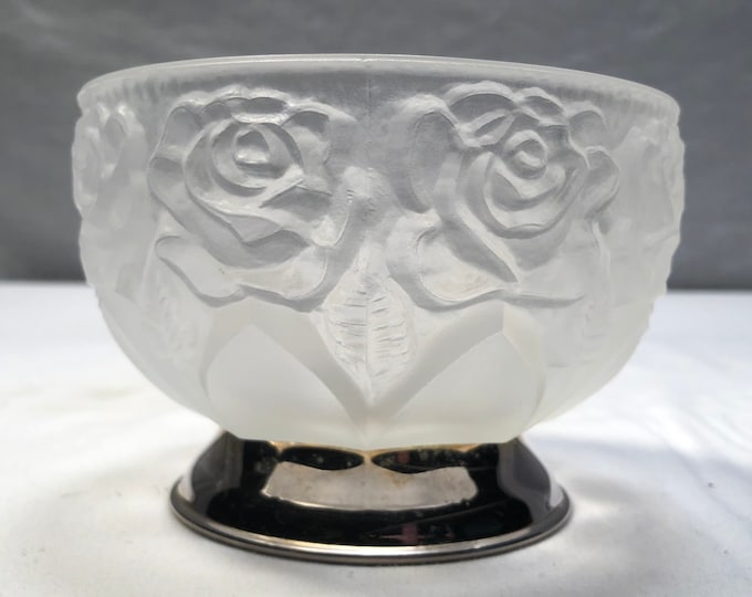 Vintage Cut Crystal Silver Footed Rose Bowl- Jewelry Dish, Soap Dish, Candy Dish