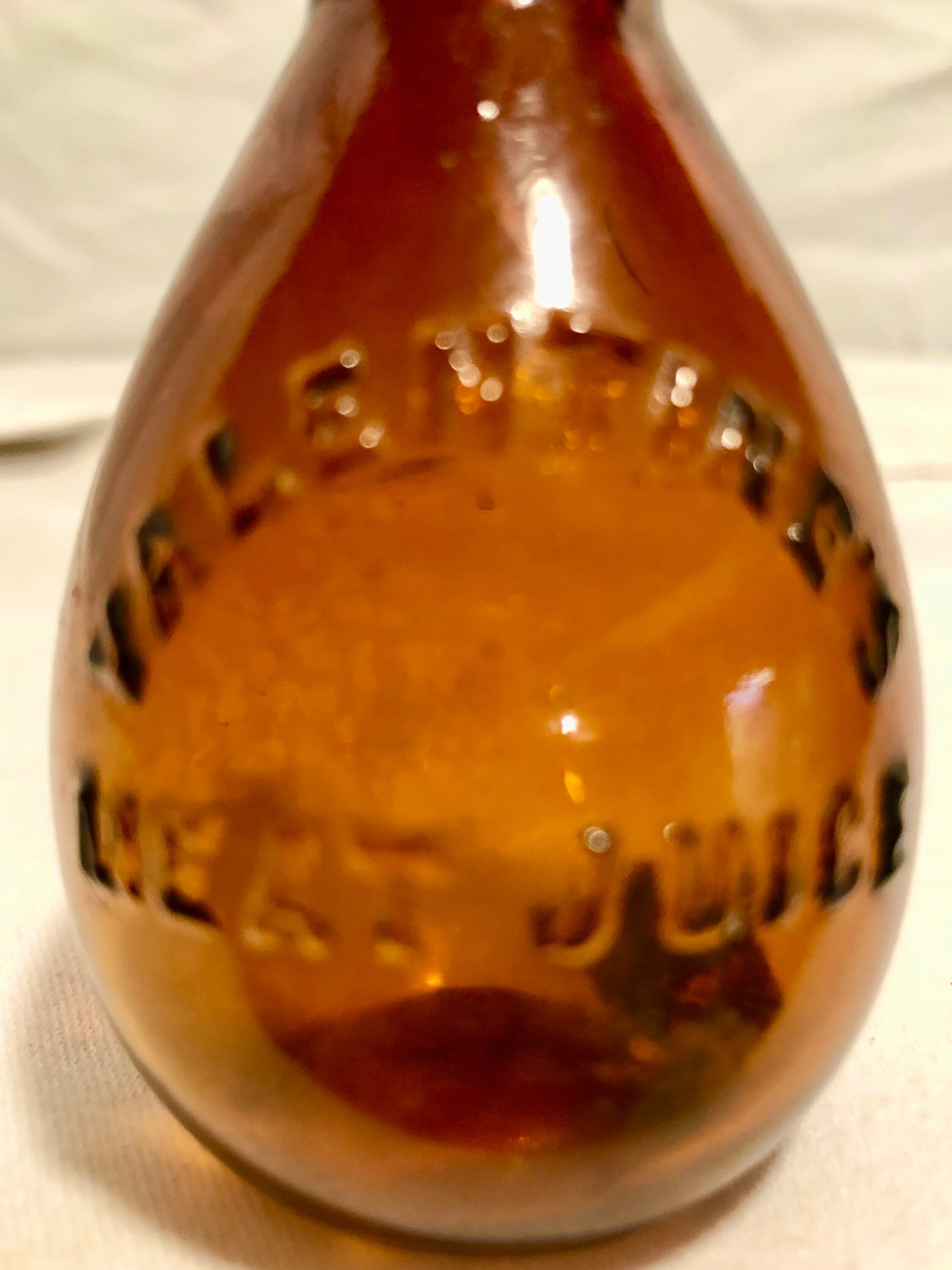 Antique Valentine's Meat Juice Amber Glass Bottle