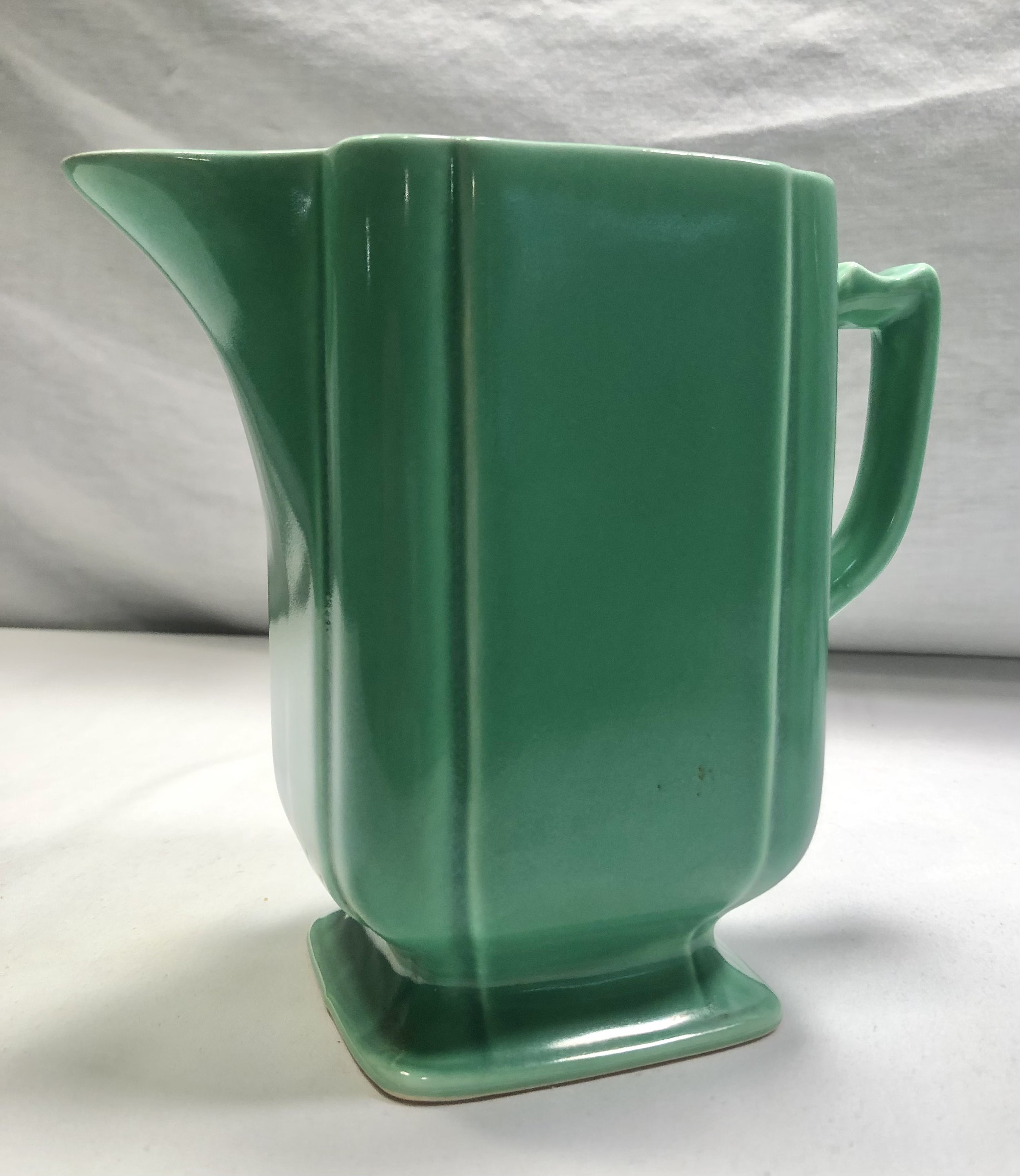 Vintage Green Midcentury Pottery Pitcher