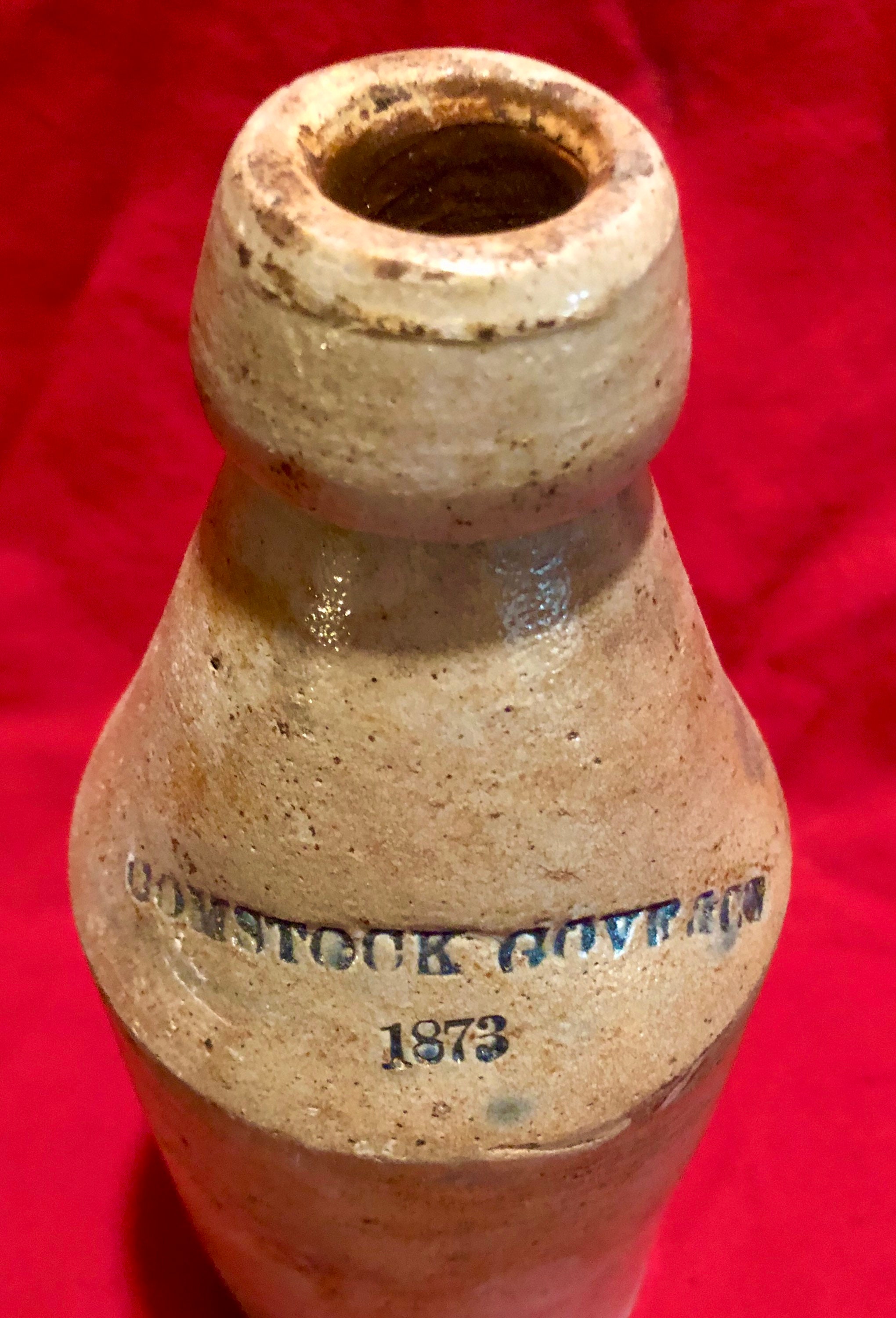 Vintage Stoneware Ale/Beer Bottle, Comstock Govr & Co 1873