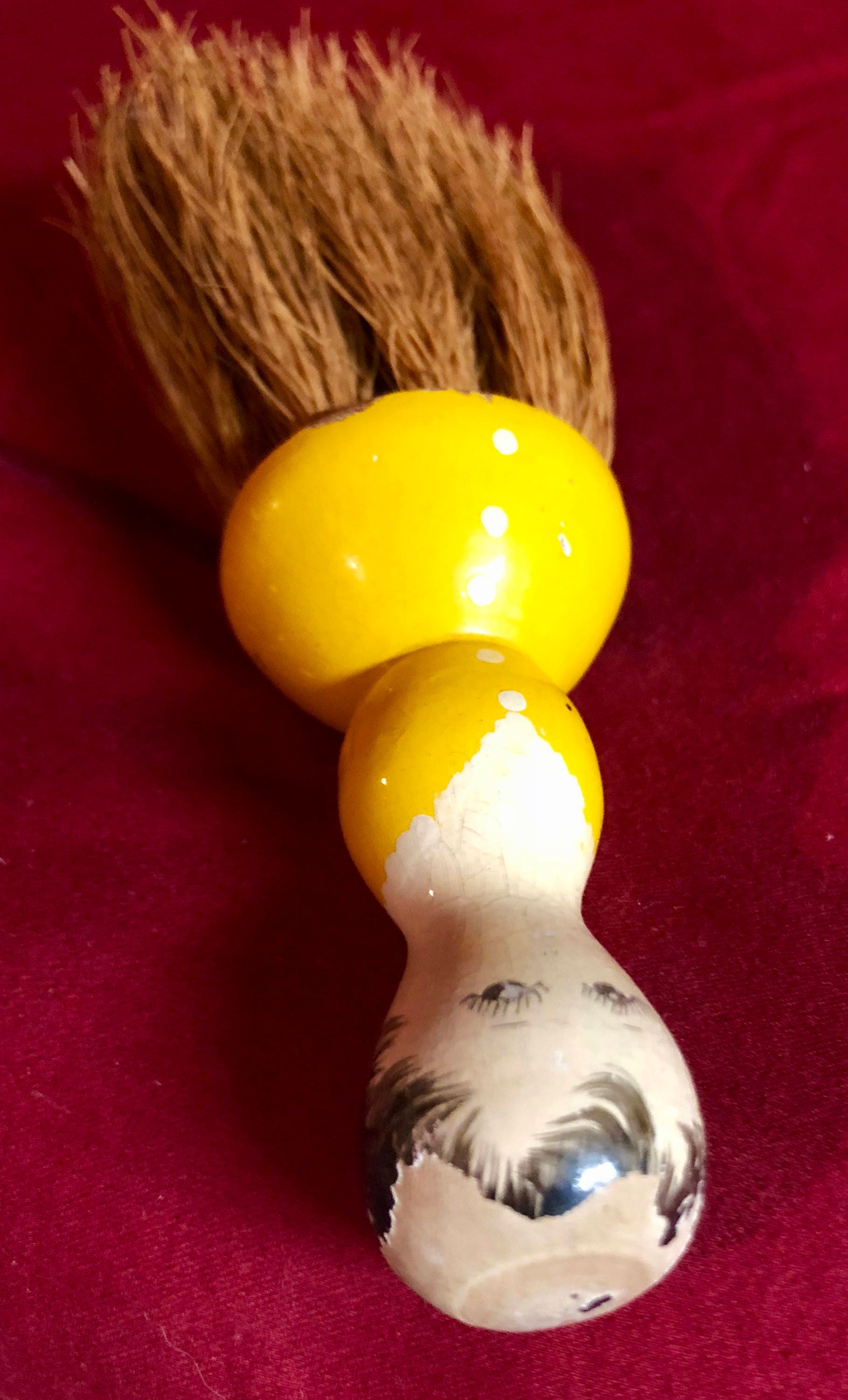 Vintage Wooden Clothes Brush in Hand Painted Doll Style