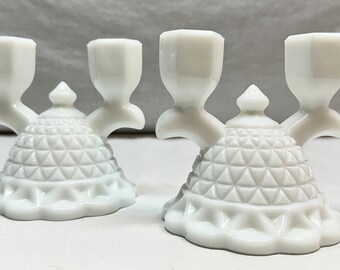 ヴィンテージ ミルクガラス キャンドルスタンド ペア - Etsy 日本