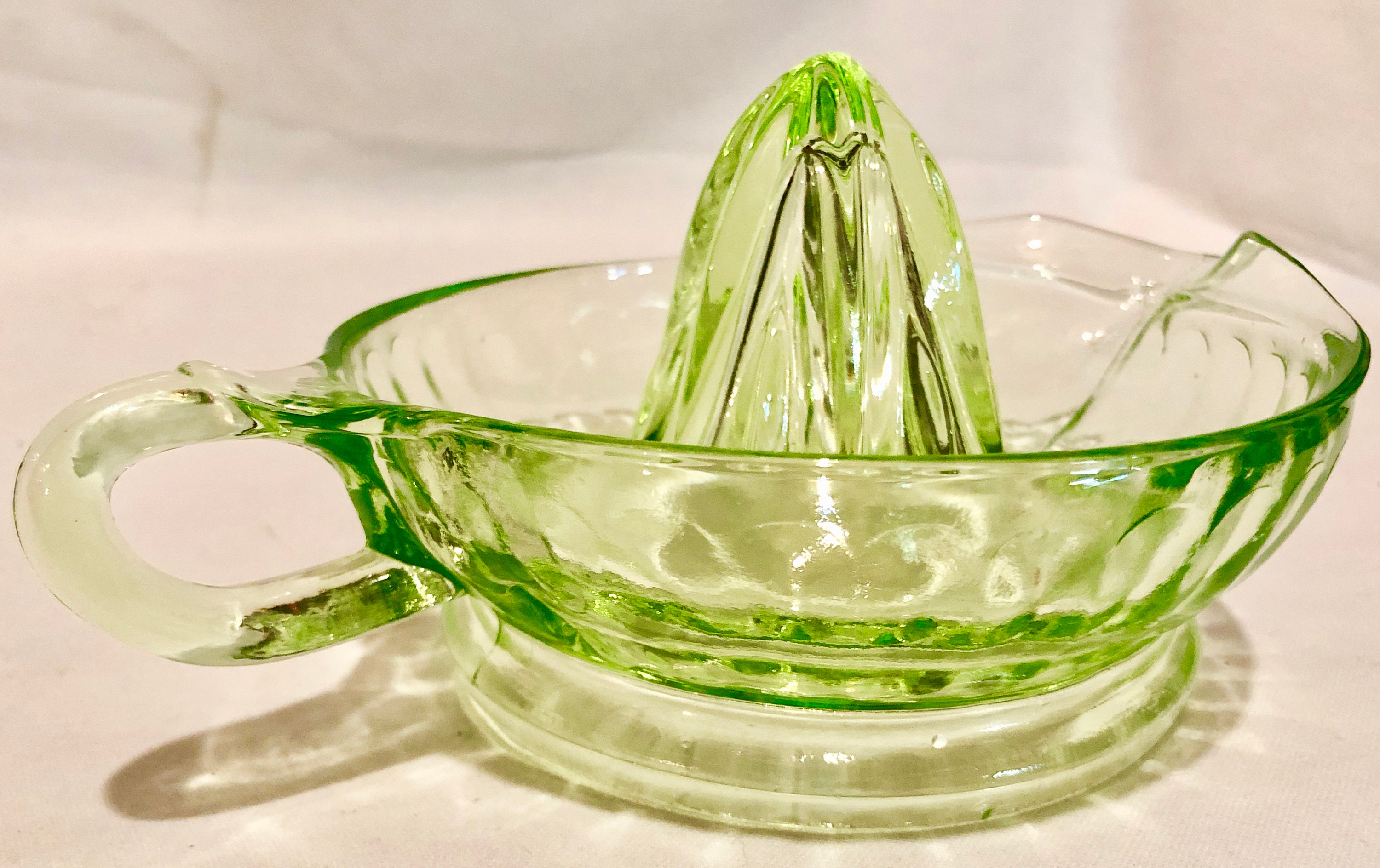 Vintage Green Depression Glass Citrus Juicer