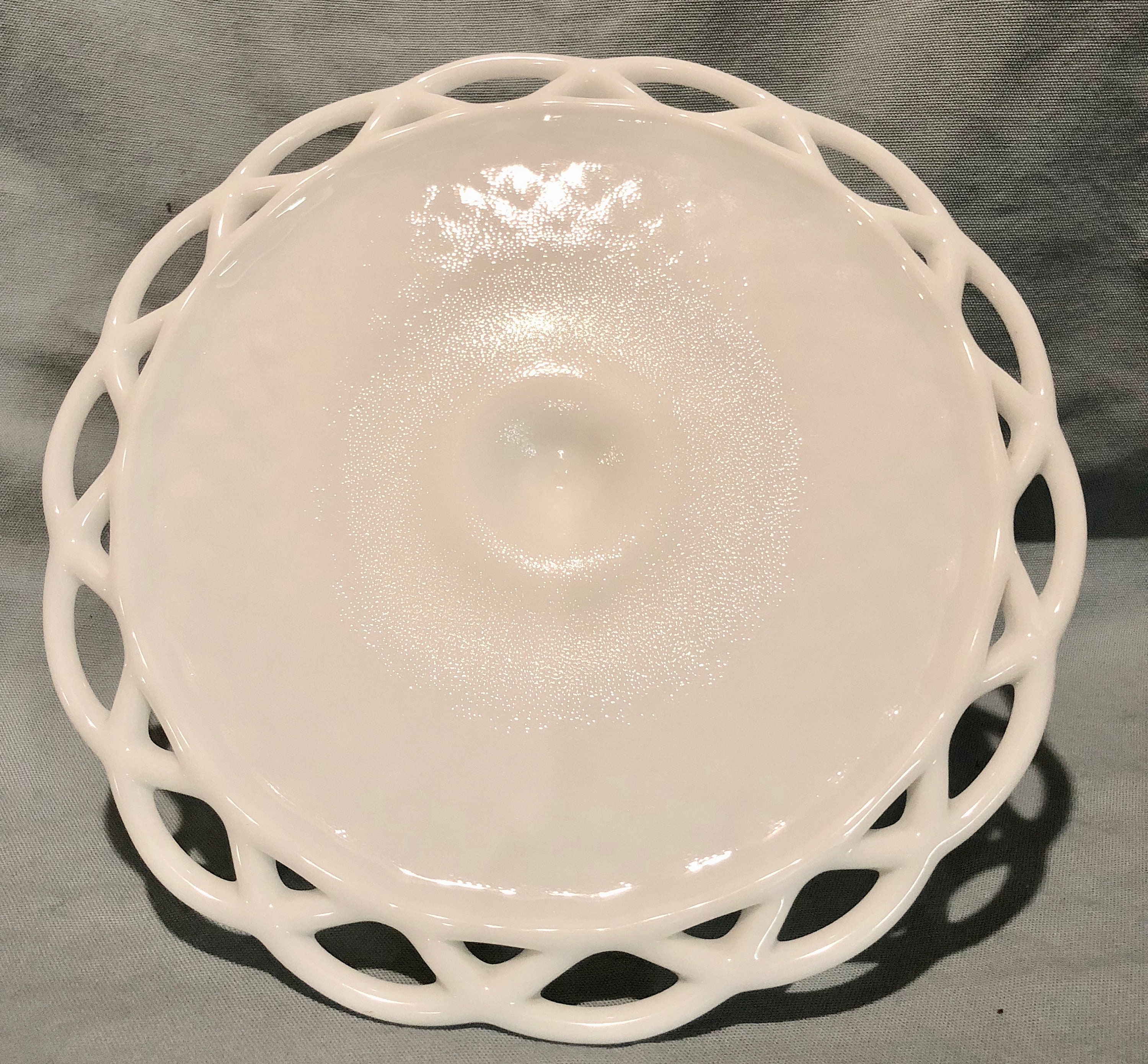 Vintage White Milk Glass Pedestal Cake Serving Plate