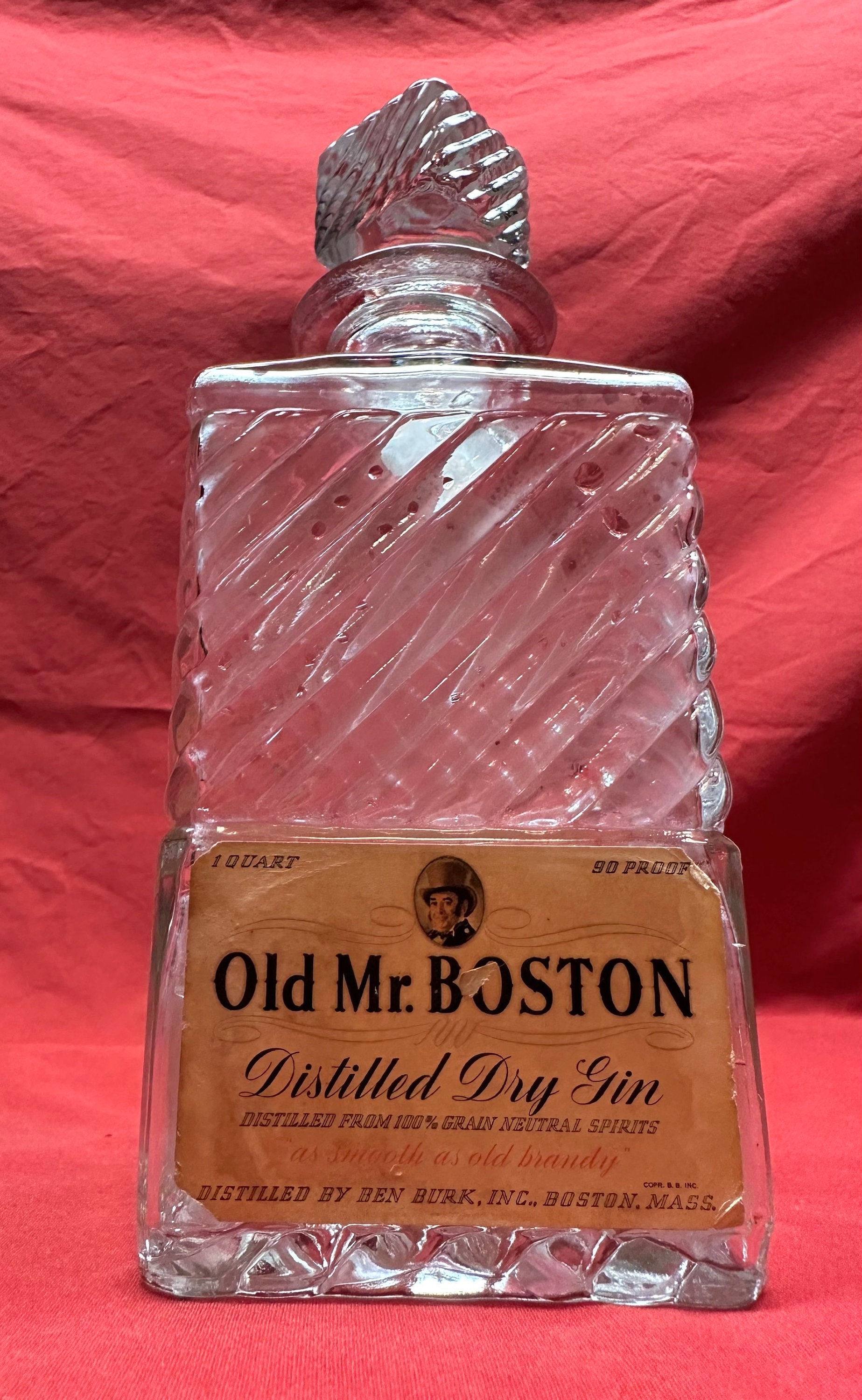 Vintage Old Mr Boston Distilled Dry Gin Decanter Bottle ,Ben Burk Inc
