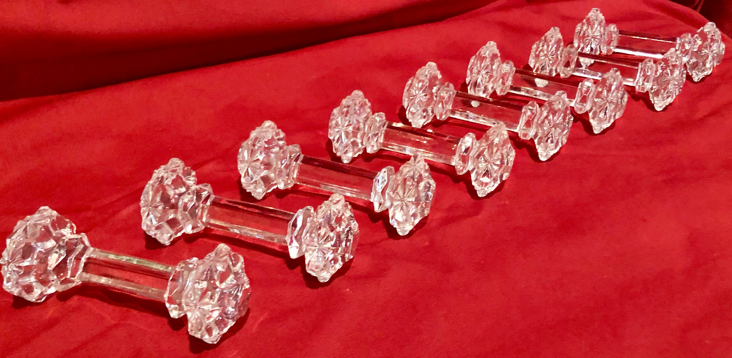 Antique Victorian Clear Cut Glass Knife Rests Set of Eight