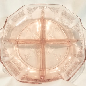 Vintage Blush Pink Depression Glass Divided Serving Dish