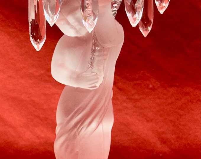Vintage Baccarat Crystal Cherub Candle Holder, Circa 1930's