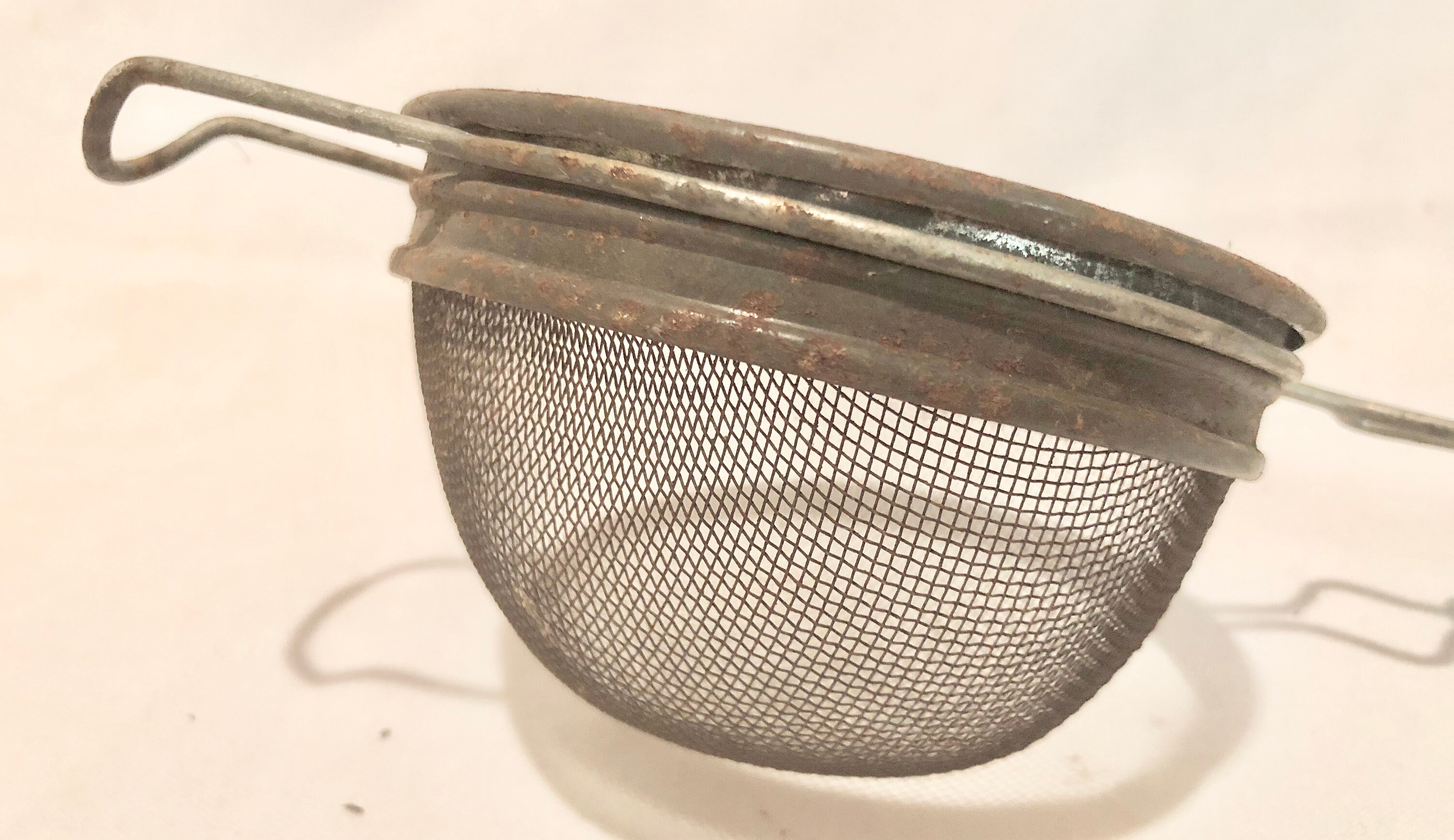 Vintage Midcentury Hand Held Kitchen Strainer with Original Green