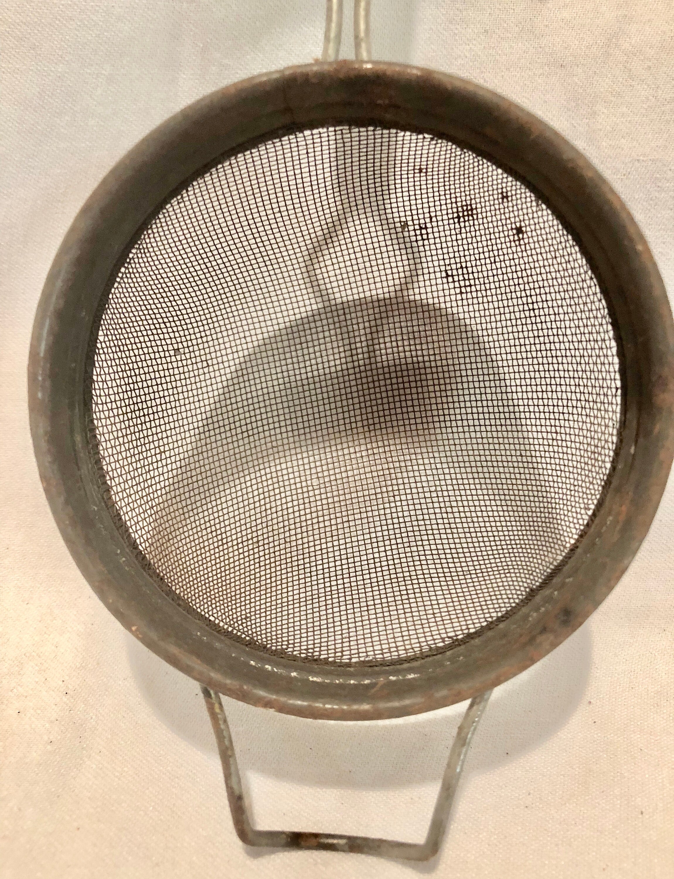 Vintage Midcentury Hand Held Kitchen Strainer with Original Green