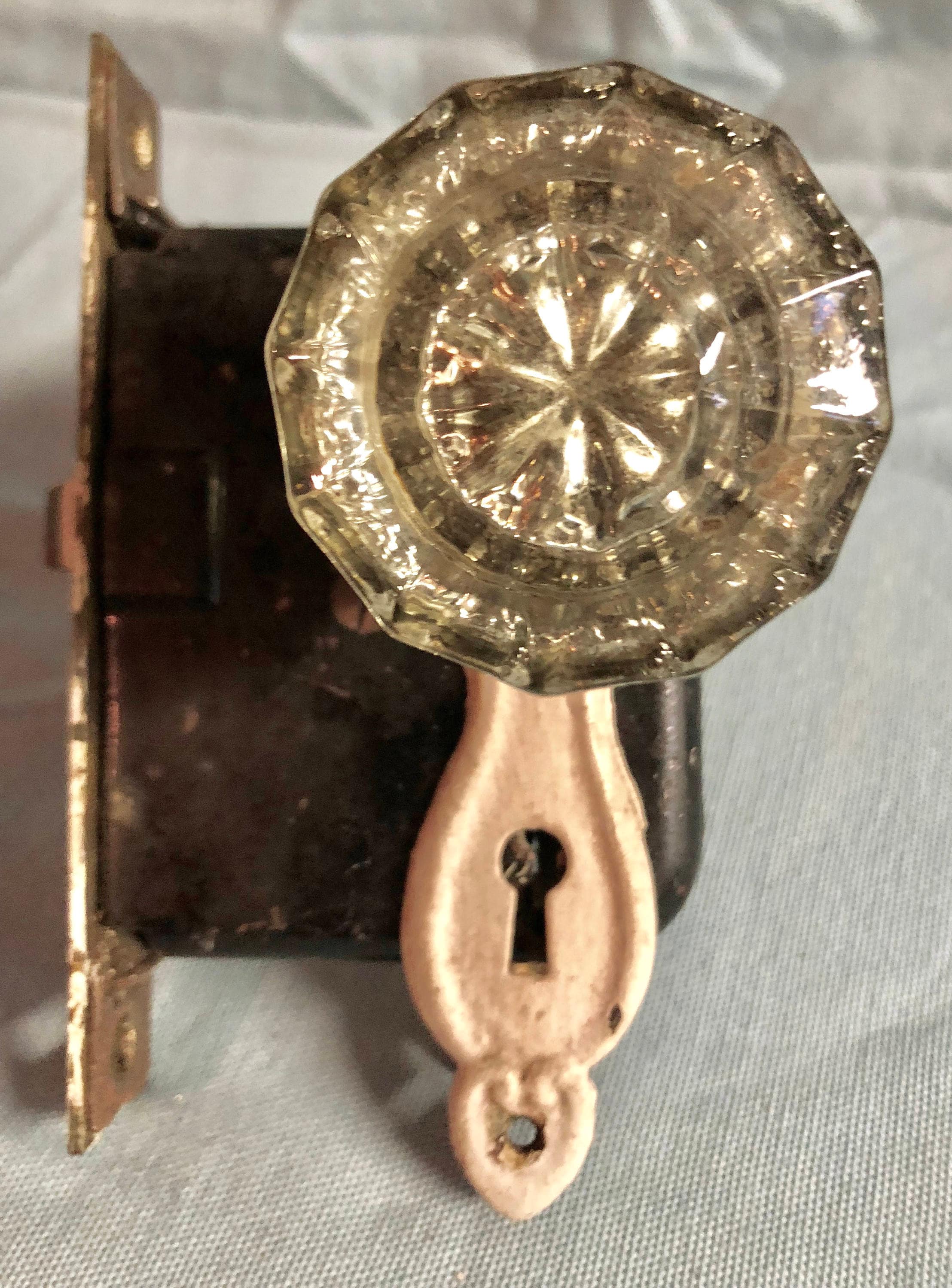 Antique Victorian Glass Door Knobs, Faceplates and Hardware
