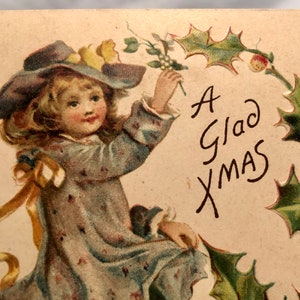 Vintage Viktorianische Weihnachtspostkarte, um 1908
