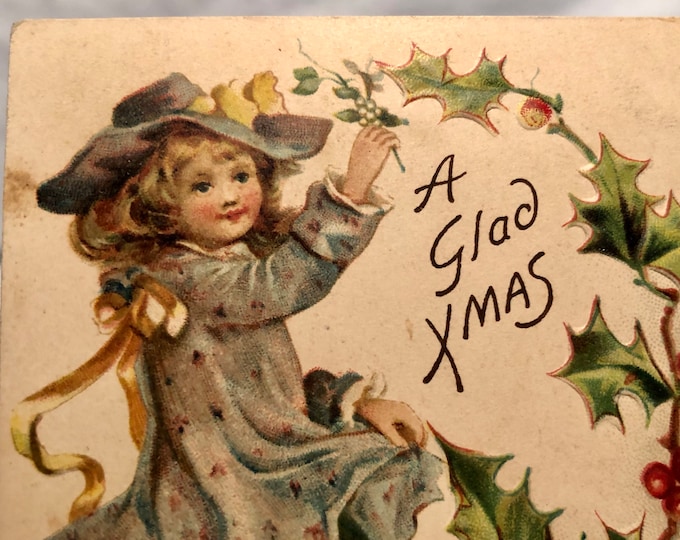 Vintage Victorian Christmas Postcard, Circa 1908