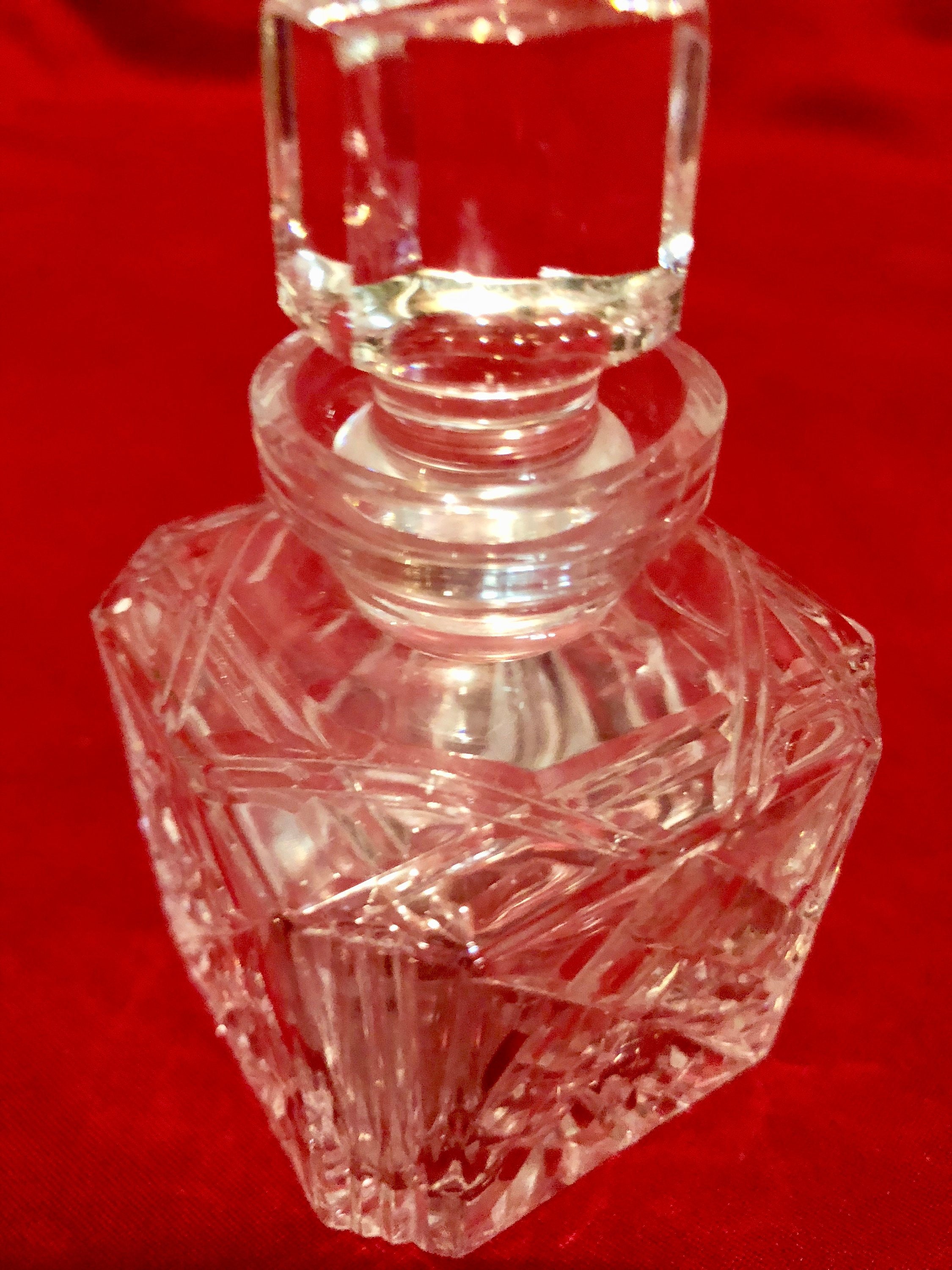 Download Vintage Square Clear Cut Glass Perfume Bottle with Diamond ...