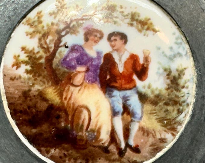 Vintage Music/Jewelry Box with Porcelain Romantic Scene