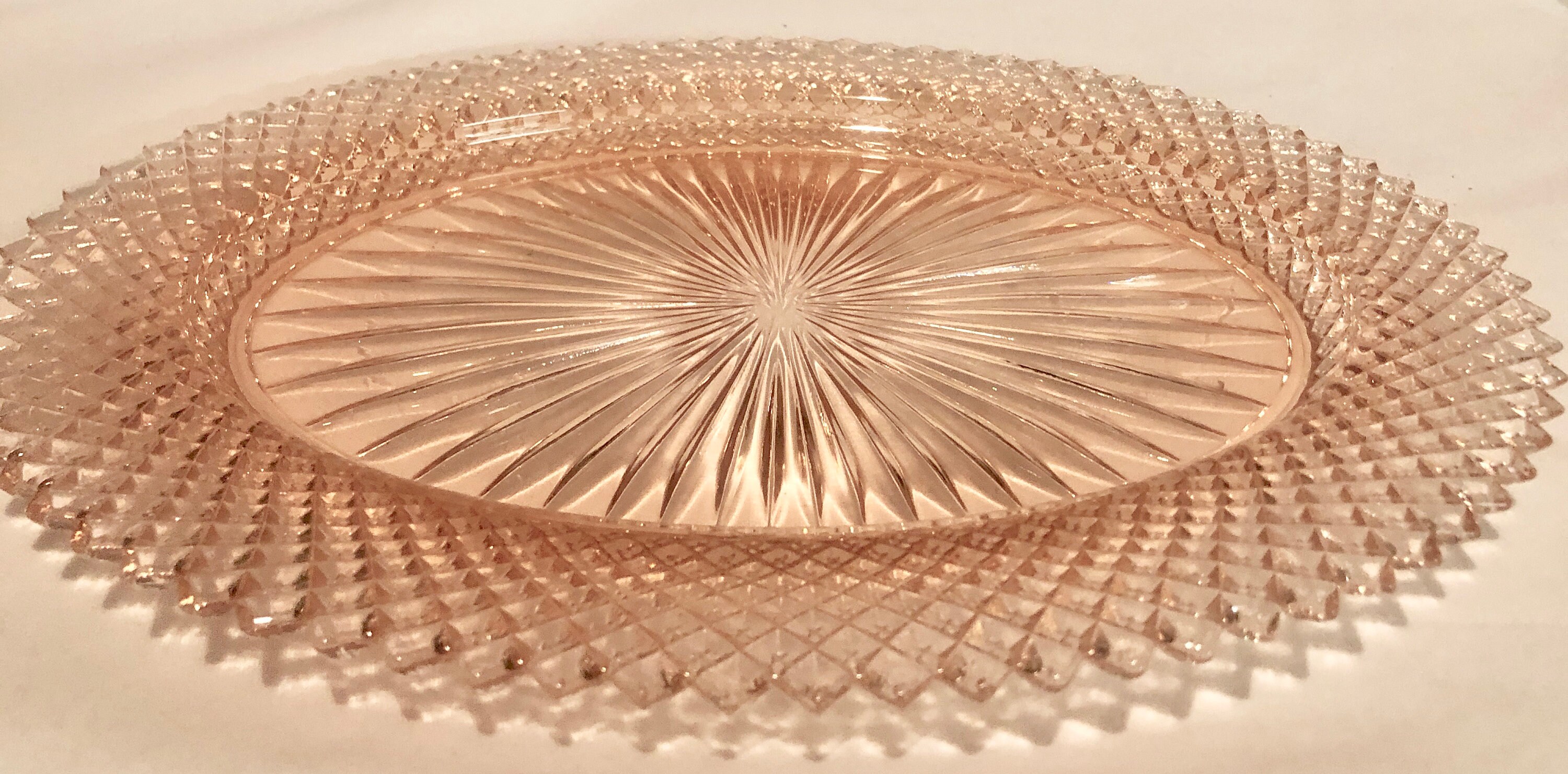 Vintage Blush Pink Depression Glass Oval Serving Dish/Platter, Miss