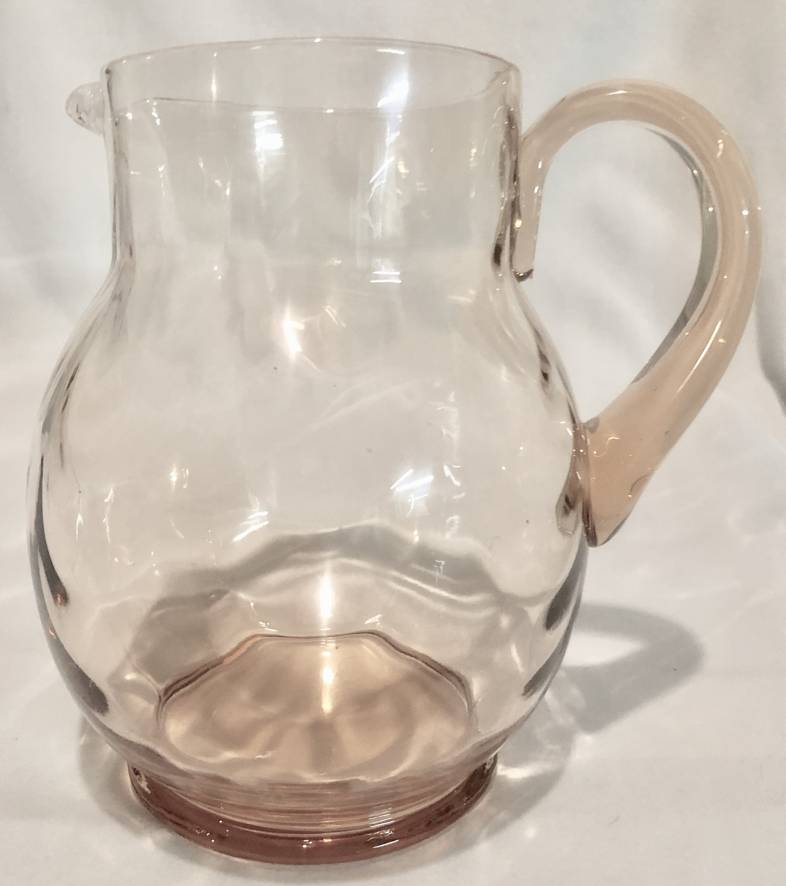 Vintage Blush Pink Depression Glass Juice/Water Pitcher