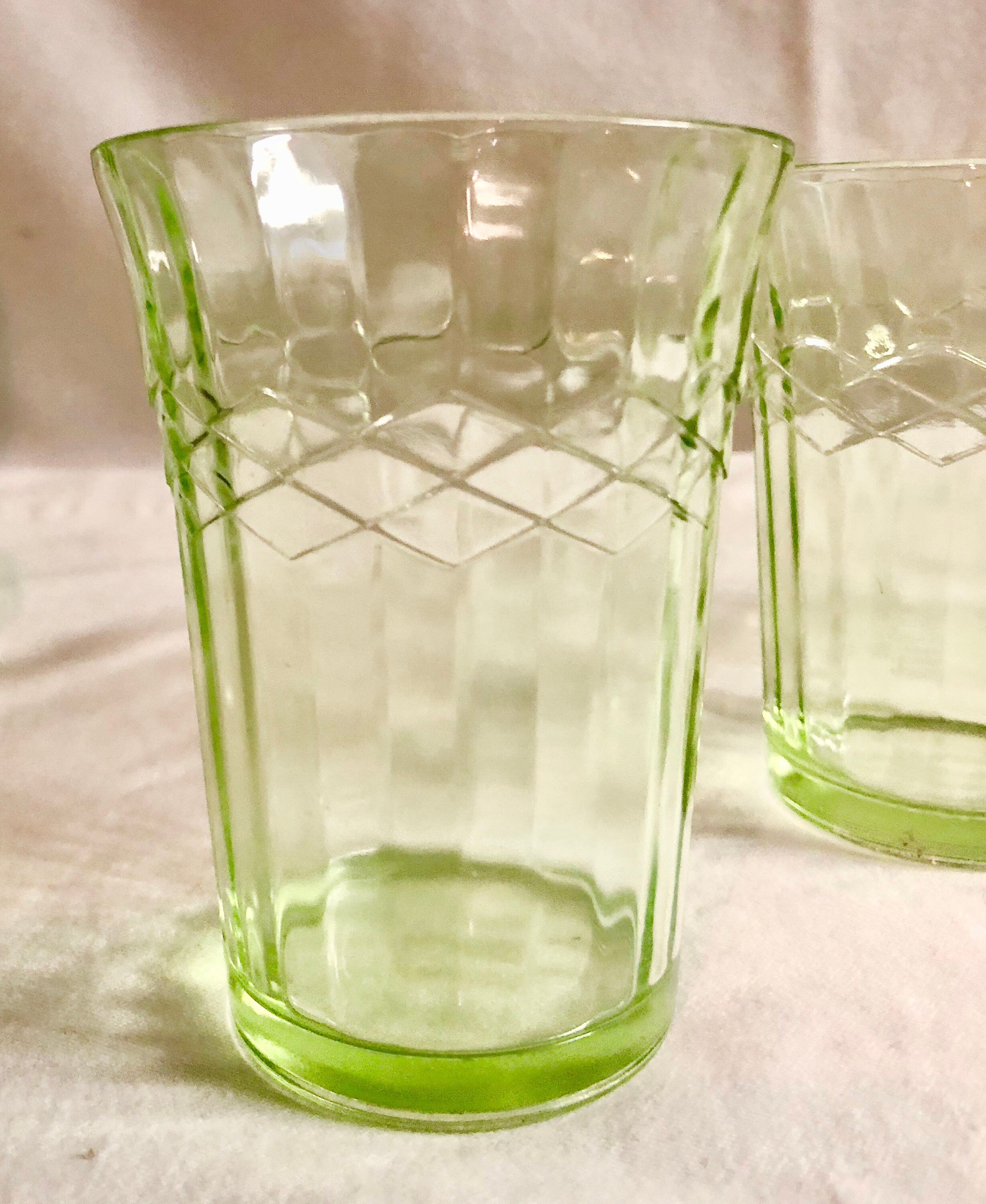 Antique Green Westmoreland Depression Glass Serving Set of Four Juice