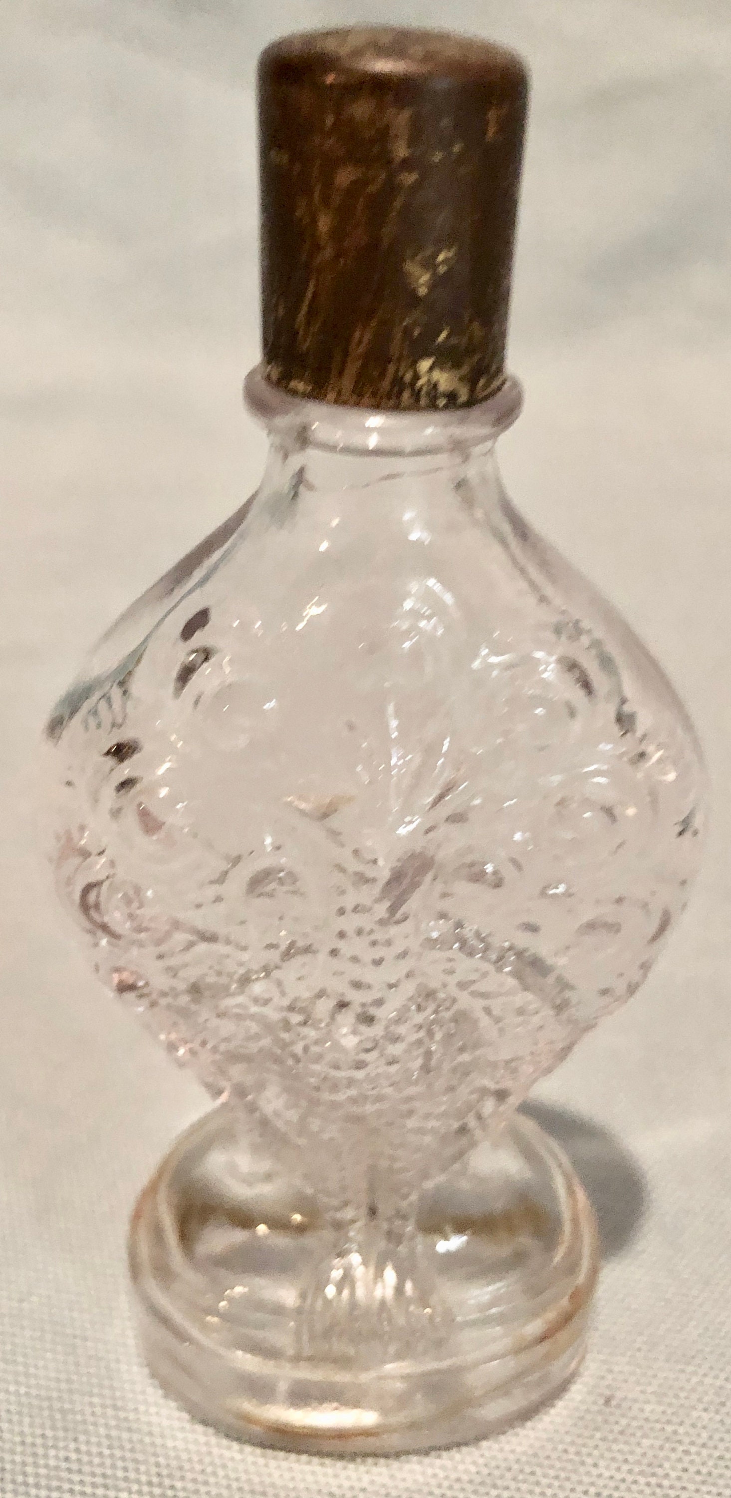 Download Antique Clear Glass Perfume Bottle with Peacock Design