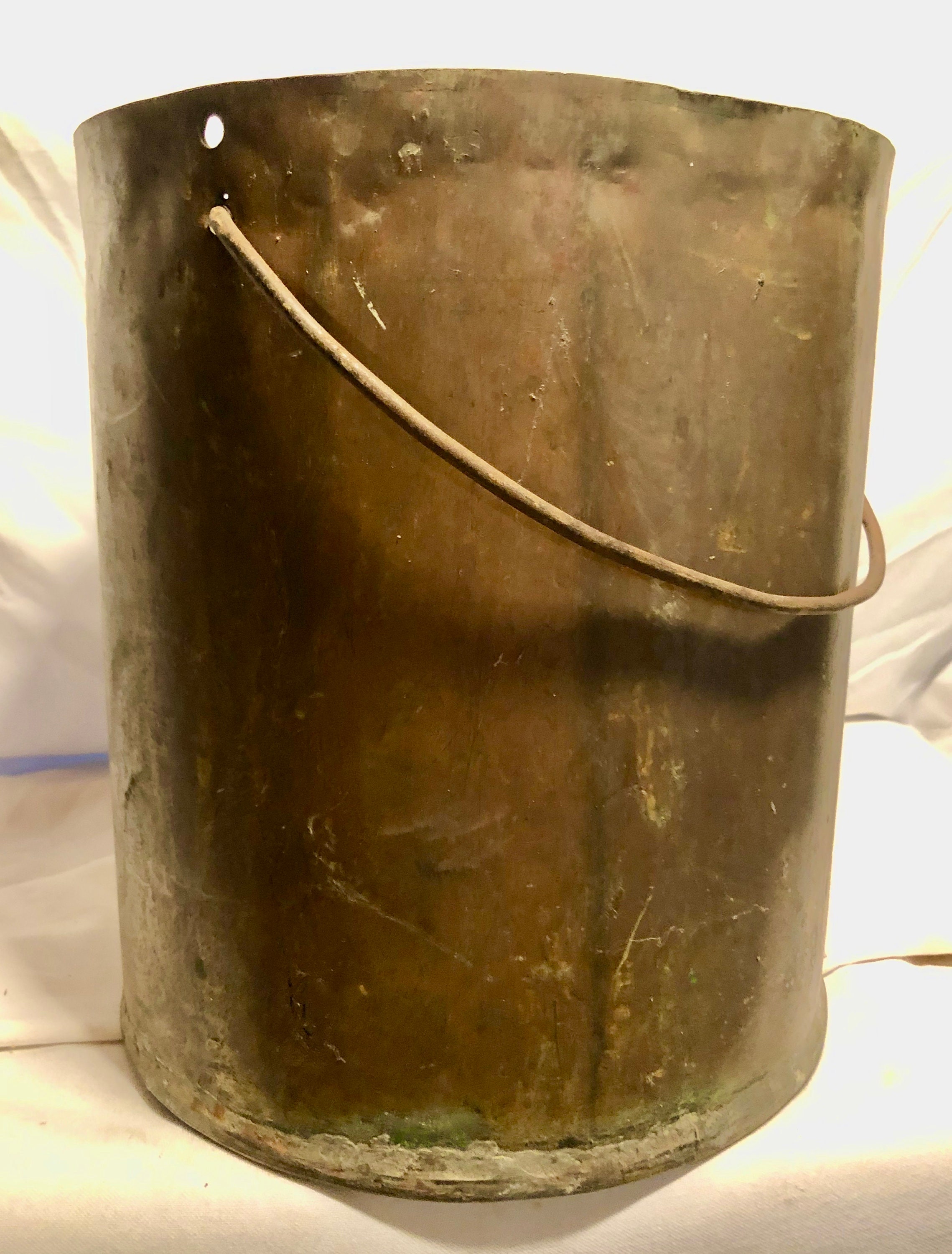 Vintage Round Copper Bucket with Handle