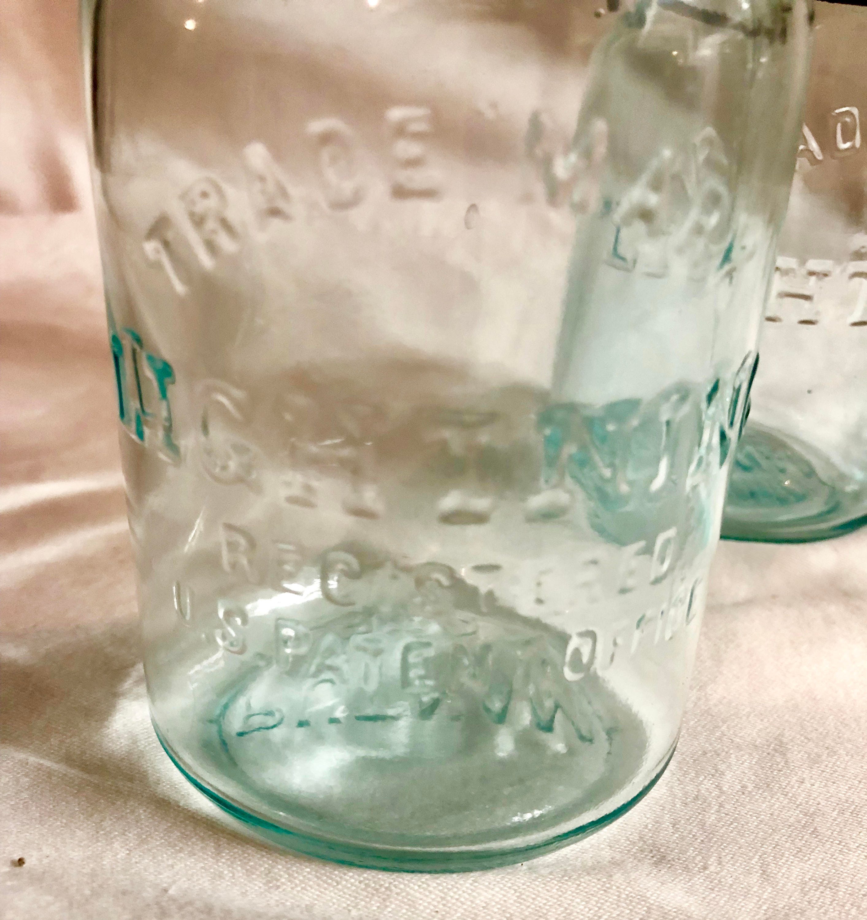 Three Medium Antique Green Tinted 'Lightening Fruit/Canning Jars