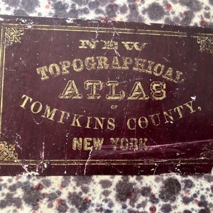 Antique Tompkins County New York Topographic Map, Stone & Stewart,Circa 1866