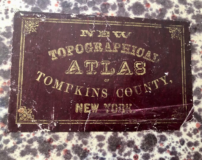 Antique Tompkins County New York Topographic Map, Stone & Stewart,Circa 1866