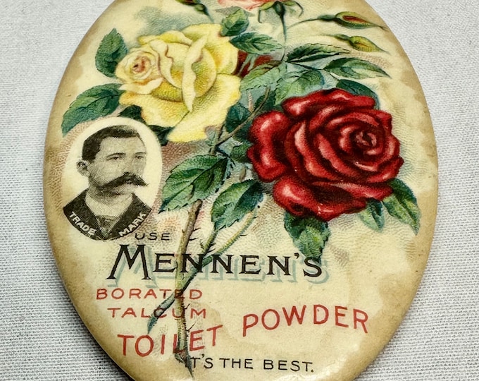 Vintage Mennen Toilet Powder Advertising Pocket Mirror