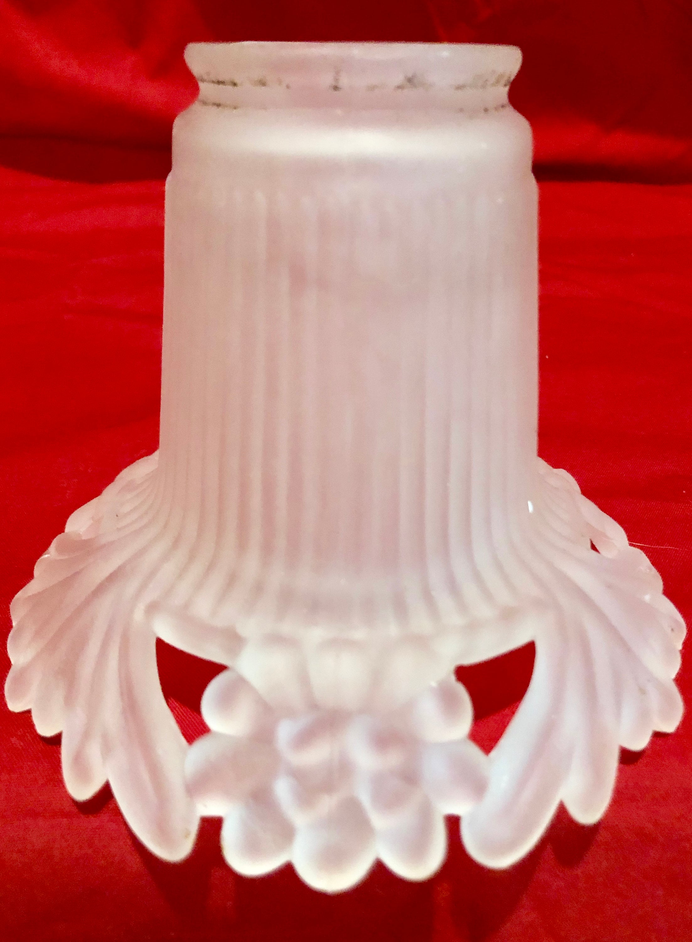 Vintage Frosted Glass Lamp Shade Frosted Floral and Leaf Pattern