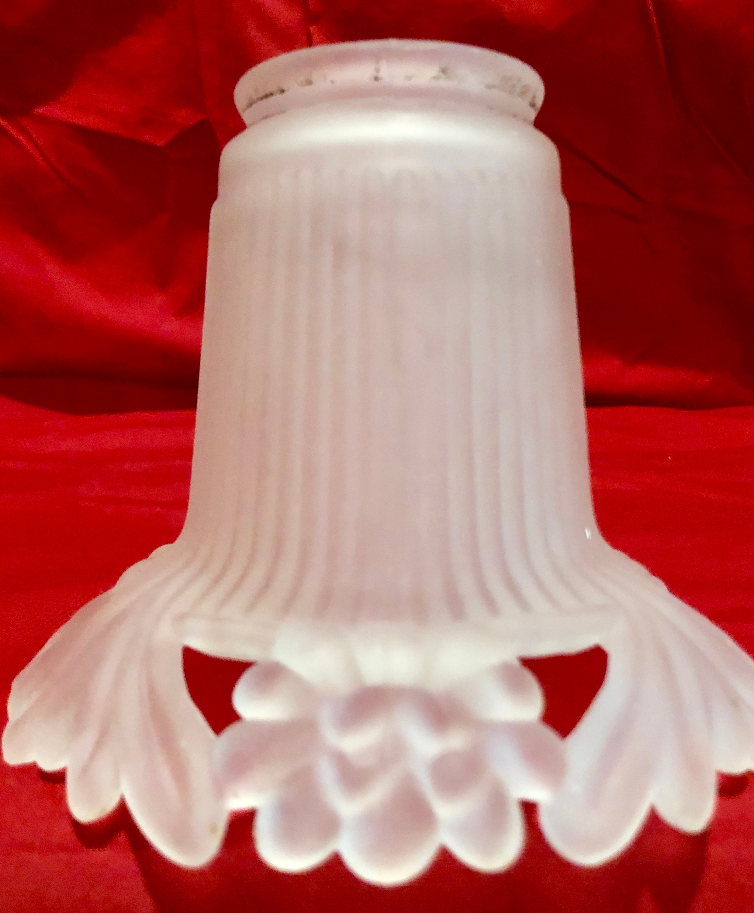 Vintage Frosted Glass Lamp Shade Frosted Floral and Leaf Pattern