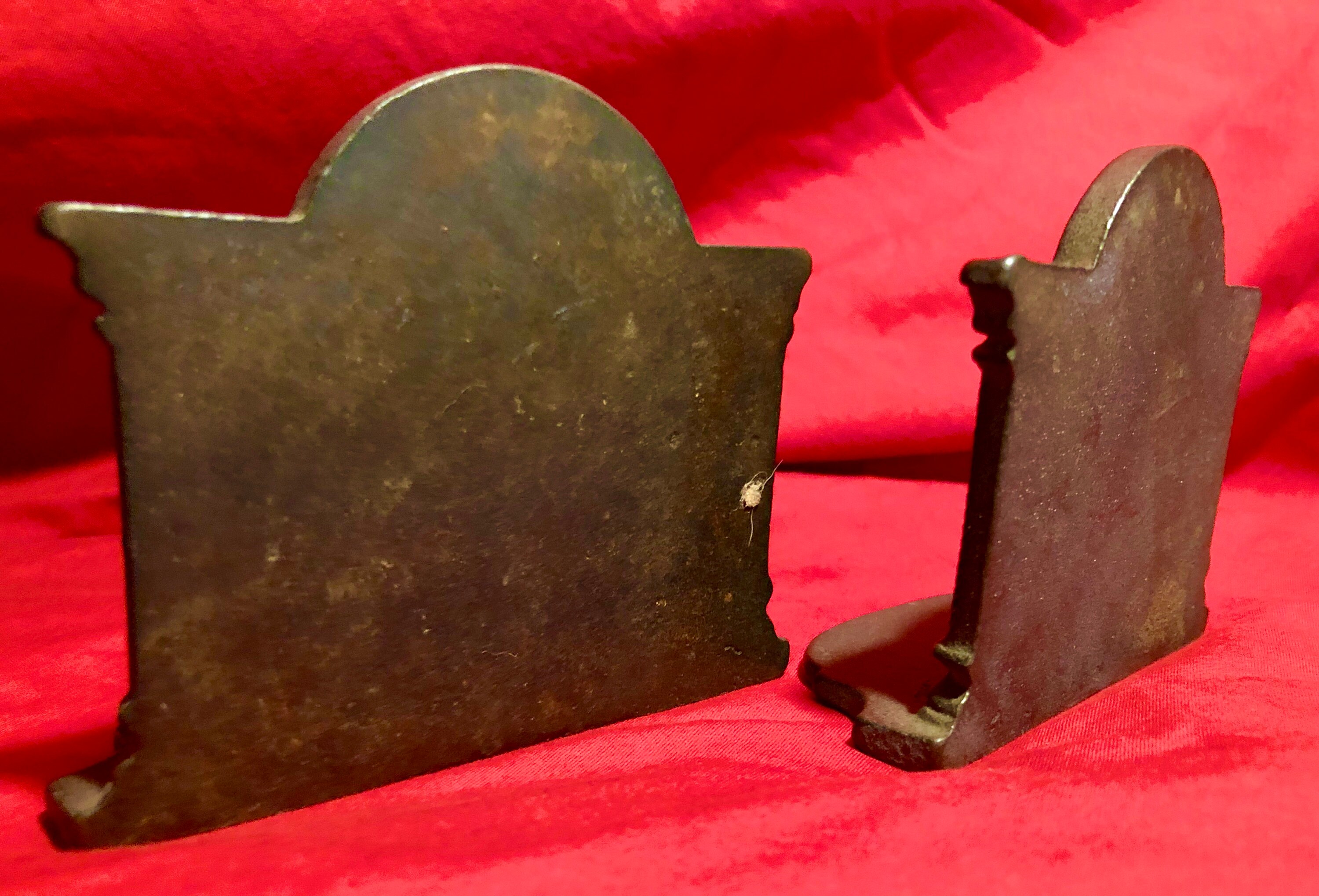 Antique Cast Iron Bookends Woman in a with Roman Columns Two