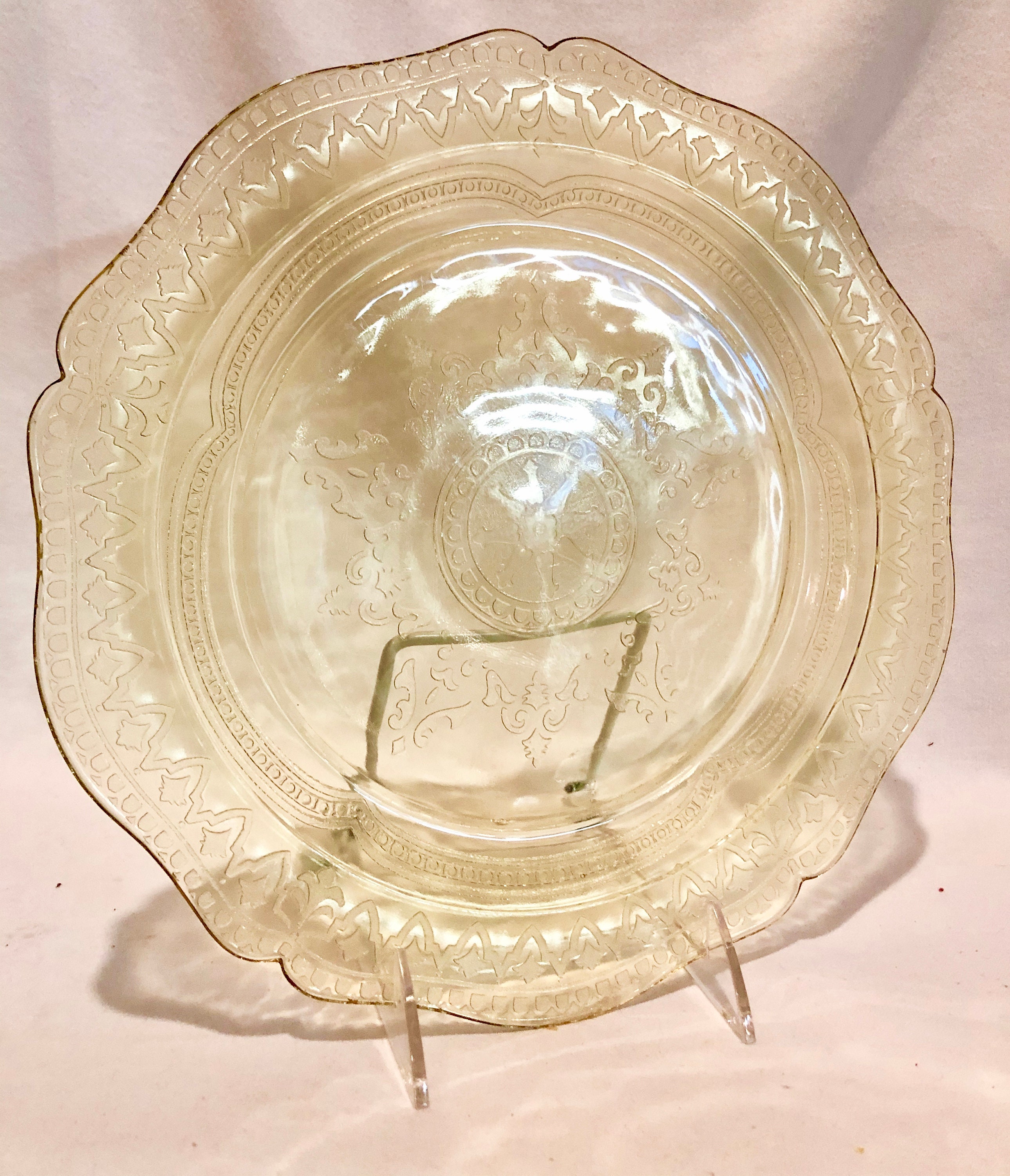 Vintage Patrician Yellow Depression Glass Serving Plate, Federal Glass Co