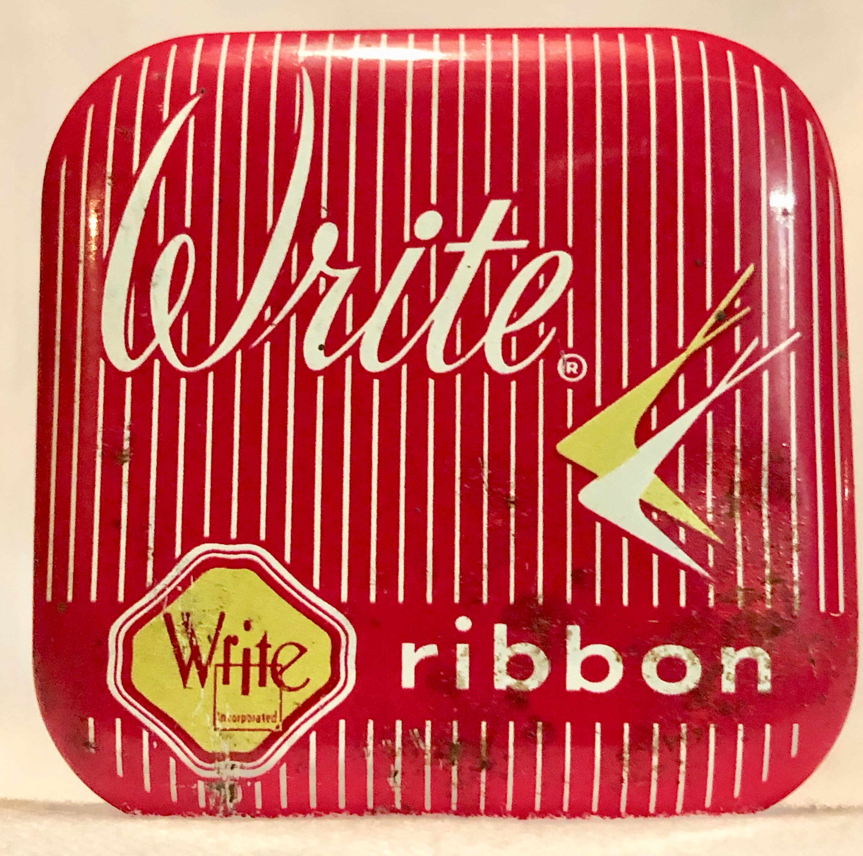 Vintage Write Typewriter Ribbon Lithograph Advertising Tin