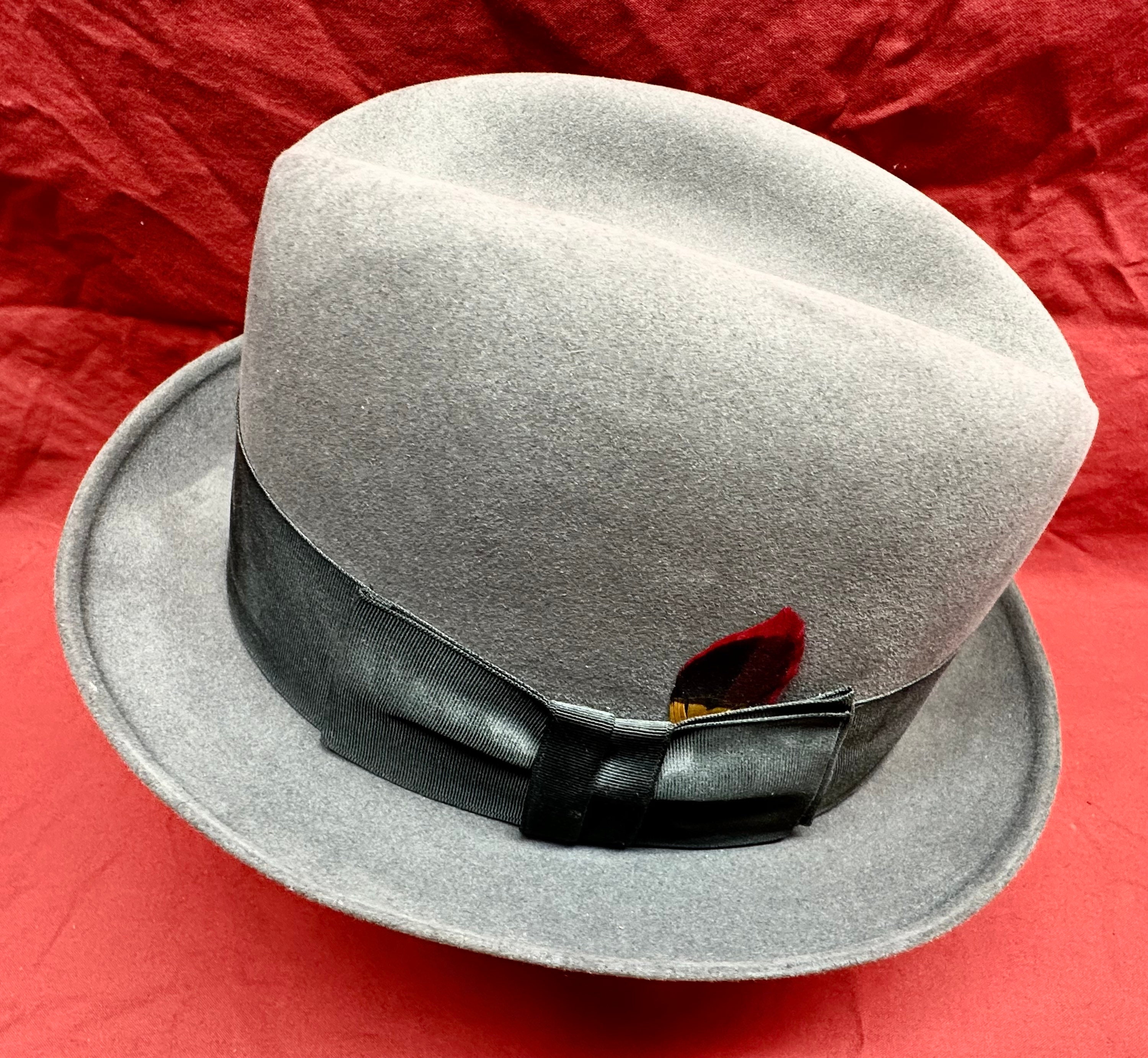 Vintage Mens Grey Fedora Dress Hat,Satin lined Size 7 1/4, Knox