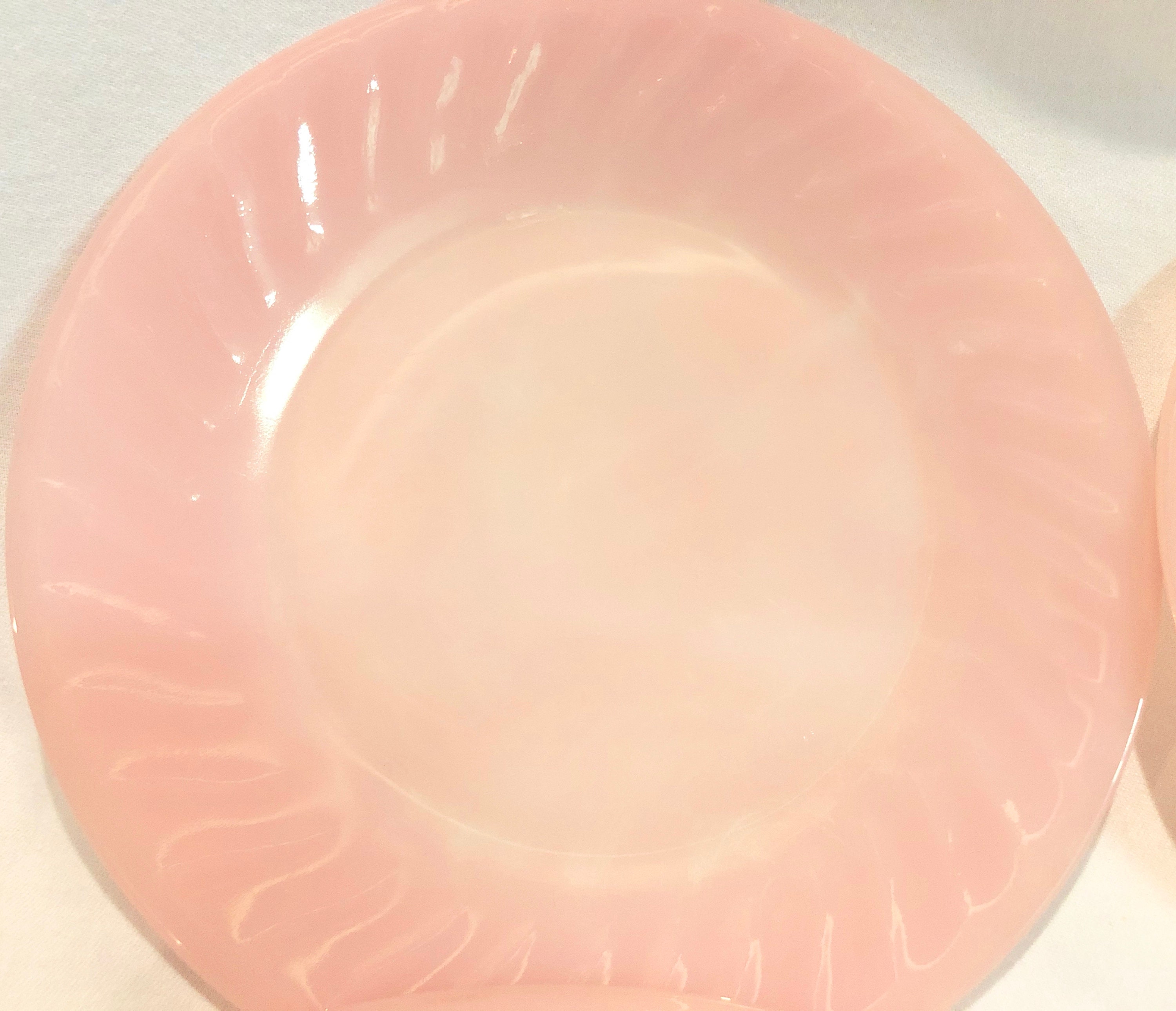 Vintage Midcentury Pyrex FireKing Pink Swirl Dinner Plates Set of