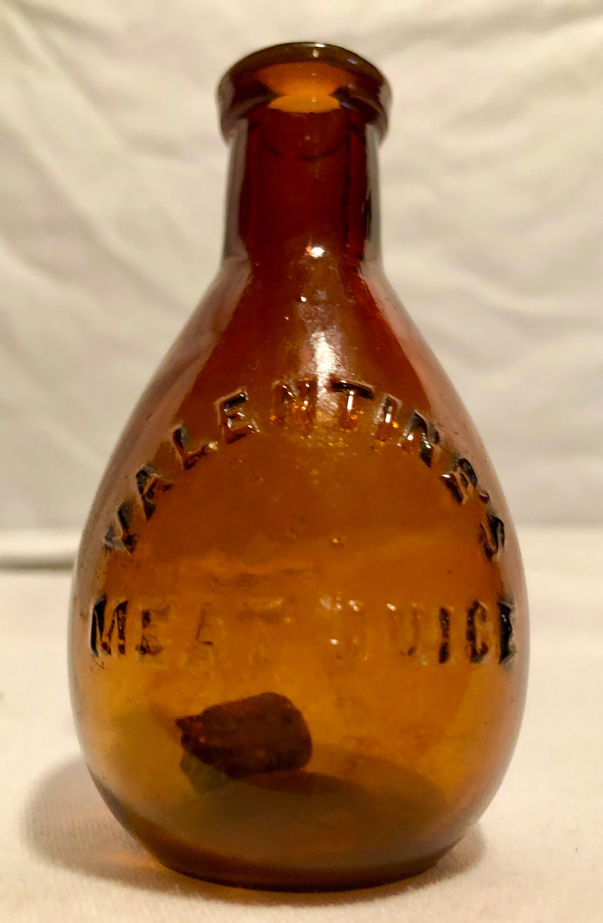 Antique Valentine's Meat Juice Amber Glass Bottle