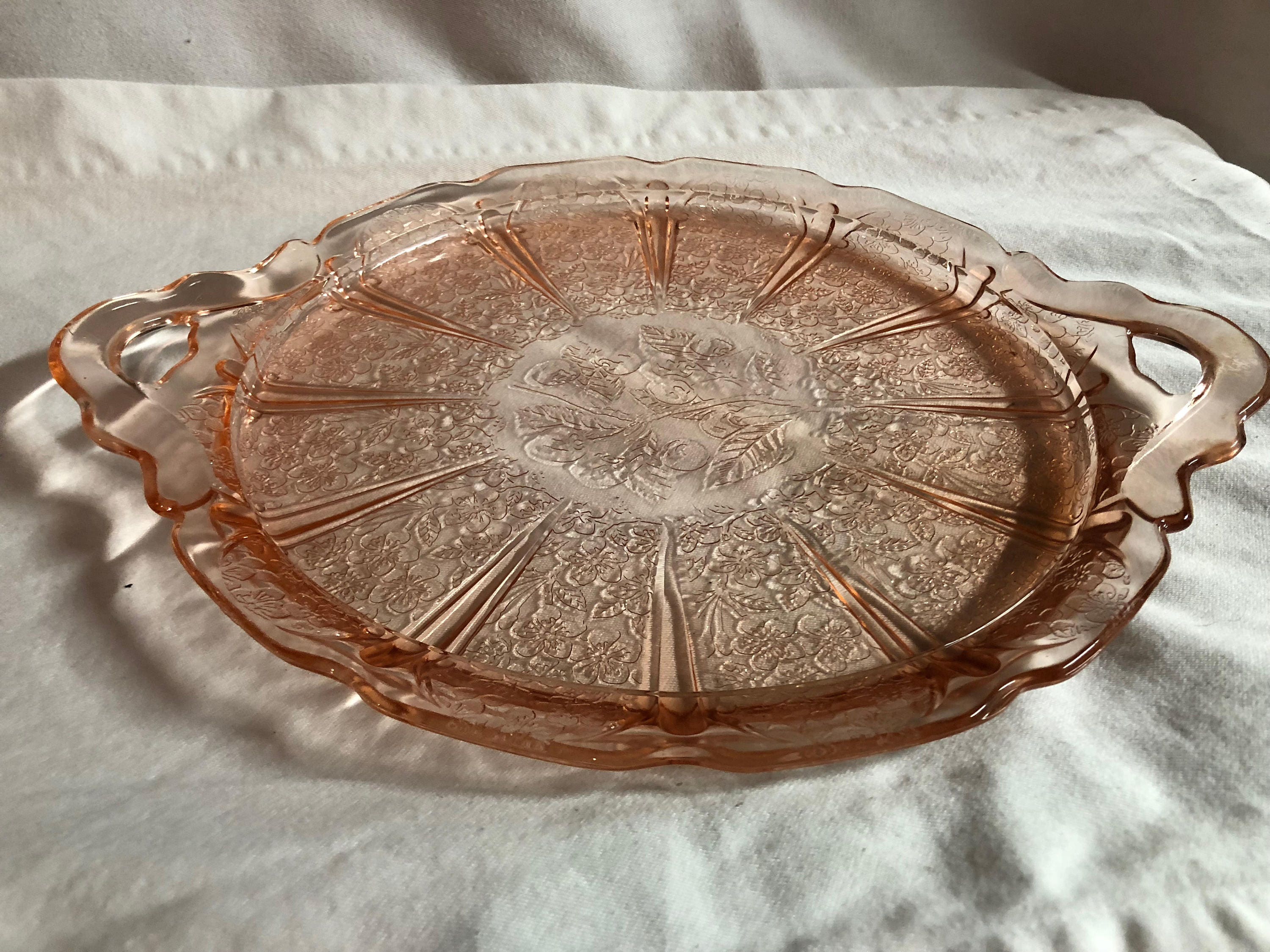 Antique Blush Pink Depression Glass Serving Dish