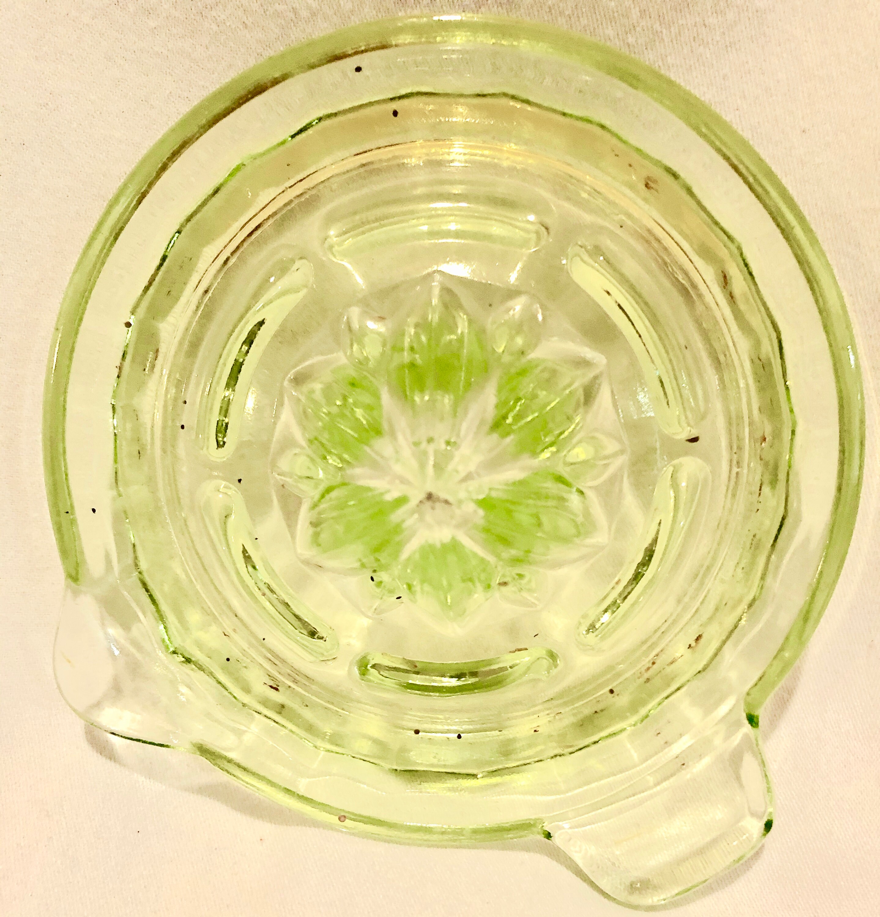 Vintage Green Depression Glass Citrus Juicer