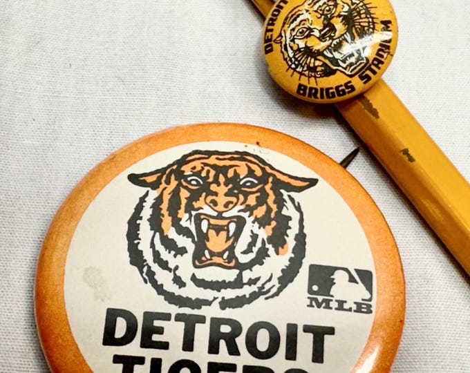 Vintage Detroit Tigers Souvenir Pencil and Pin, Briggs Stadium
