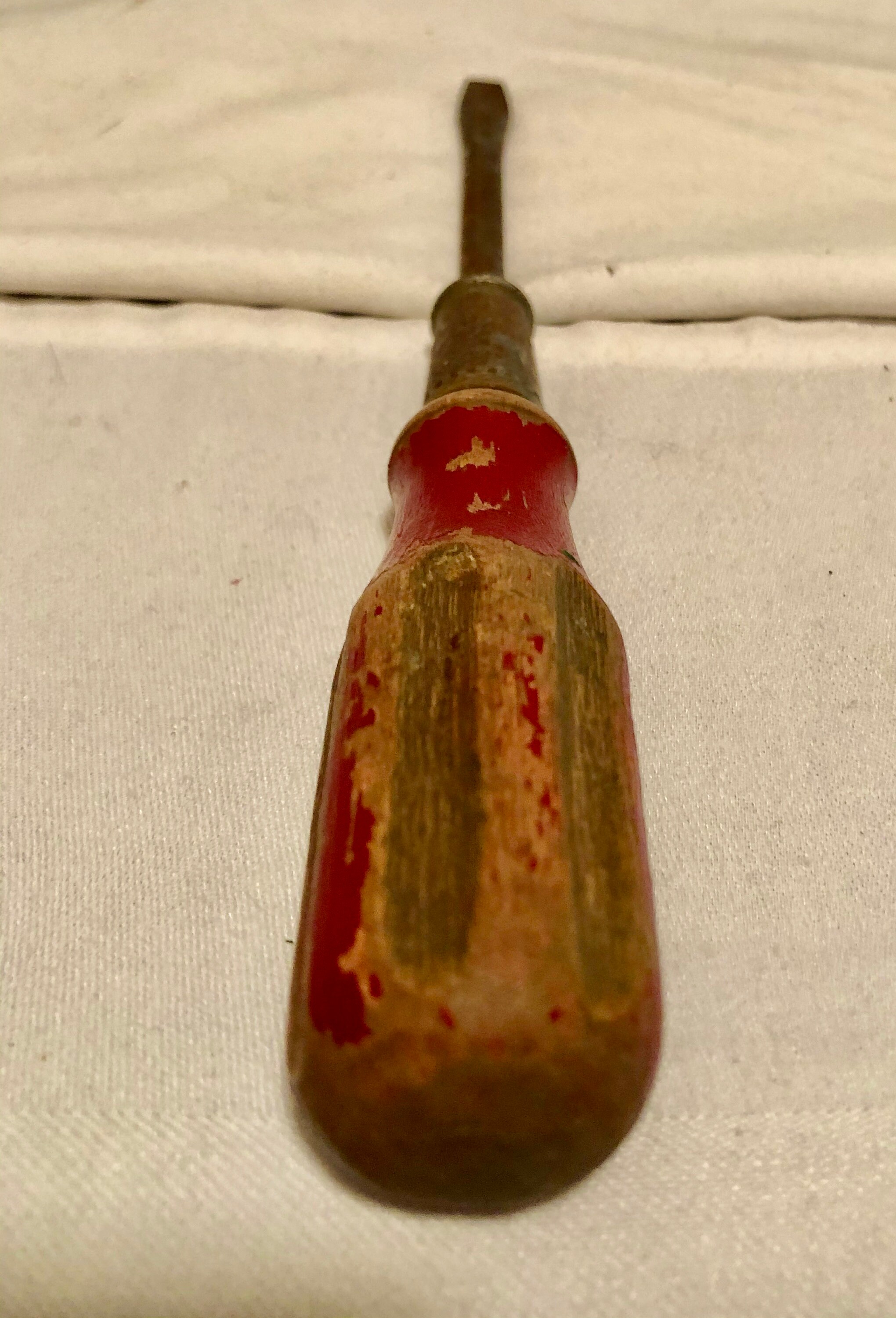 Vintage Straight/Flathead Screwdriver with Red Wooden Handle