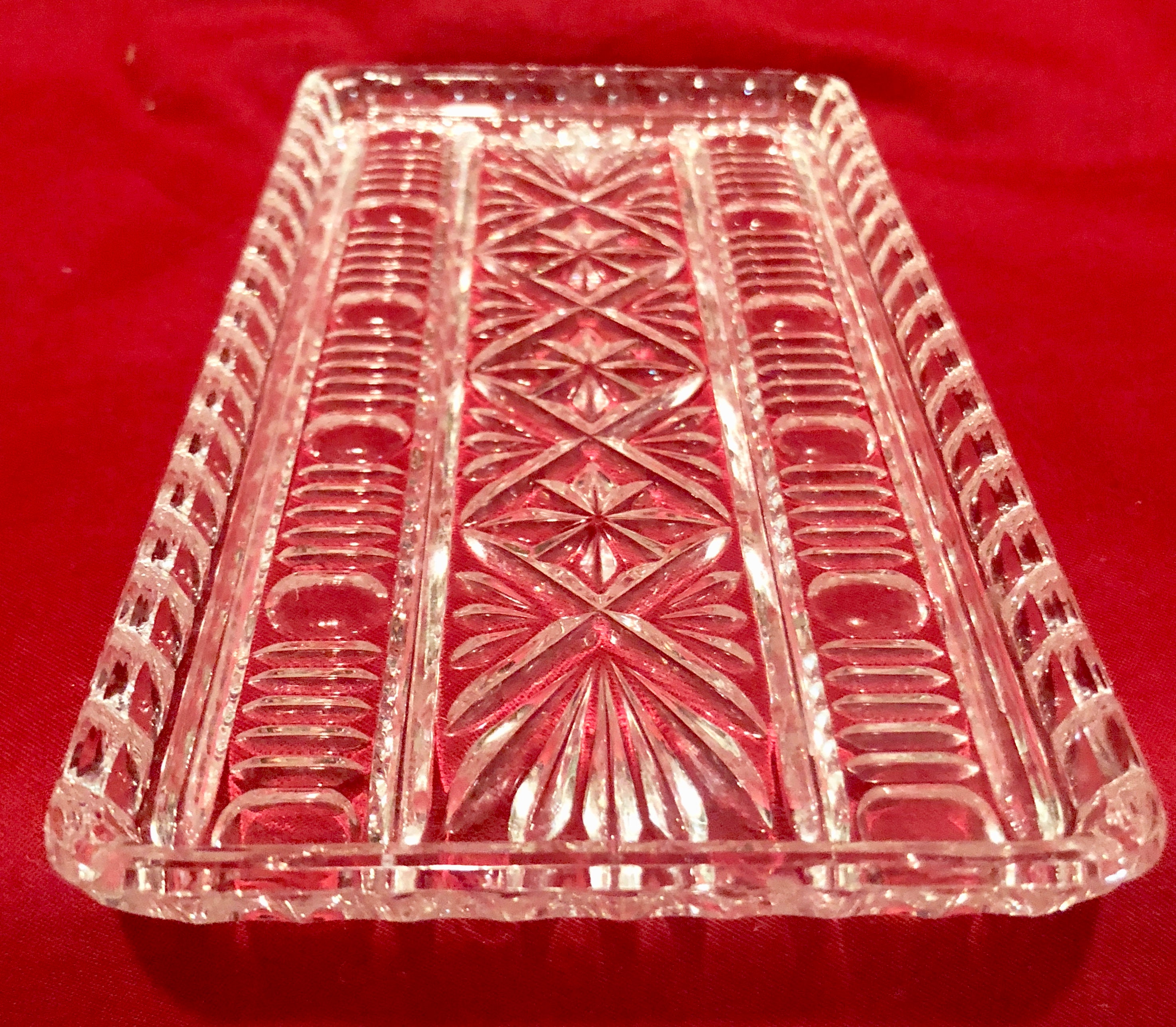 Vintage Clear Cut Crystal Vanity Tray
