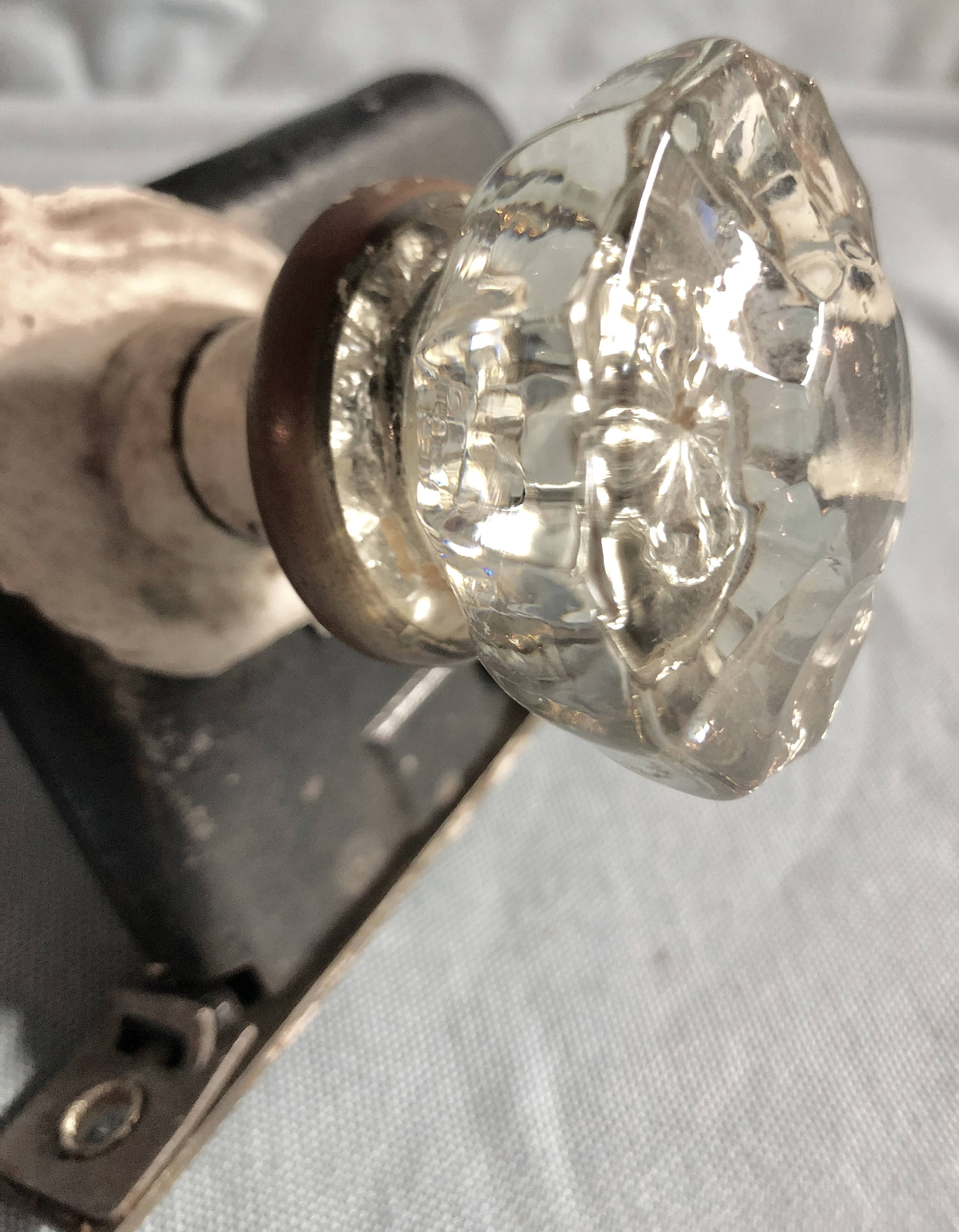 Antique Victorian Glass Door Knobs, Faceplates and Hardware