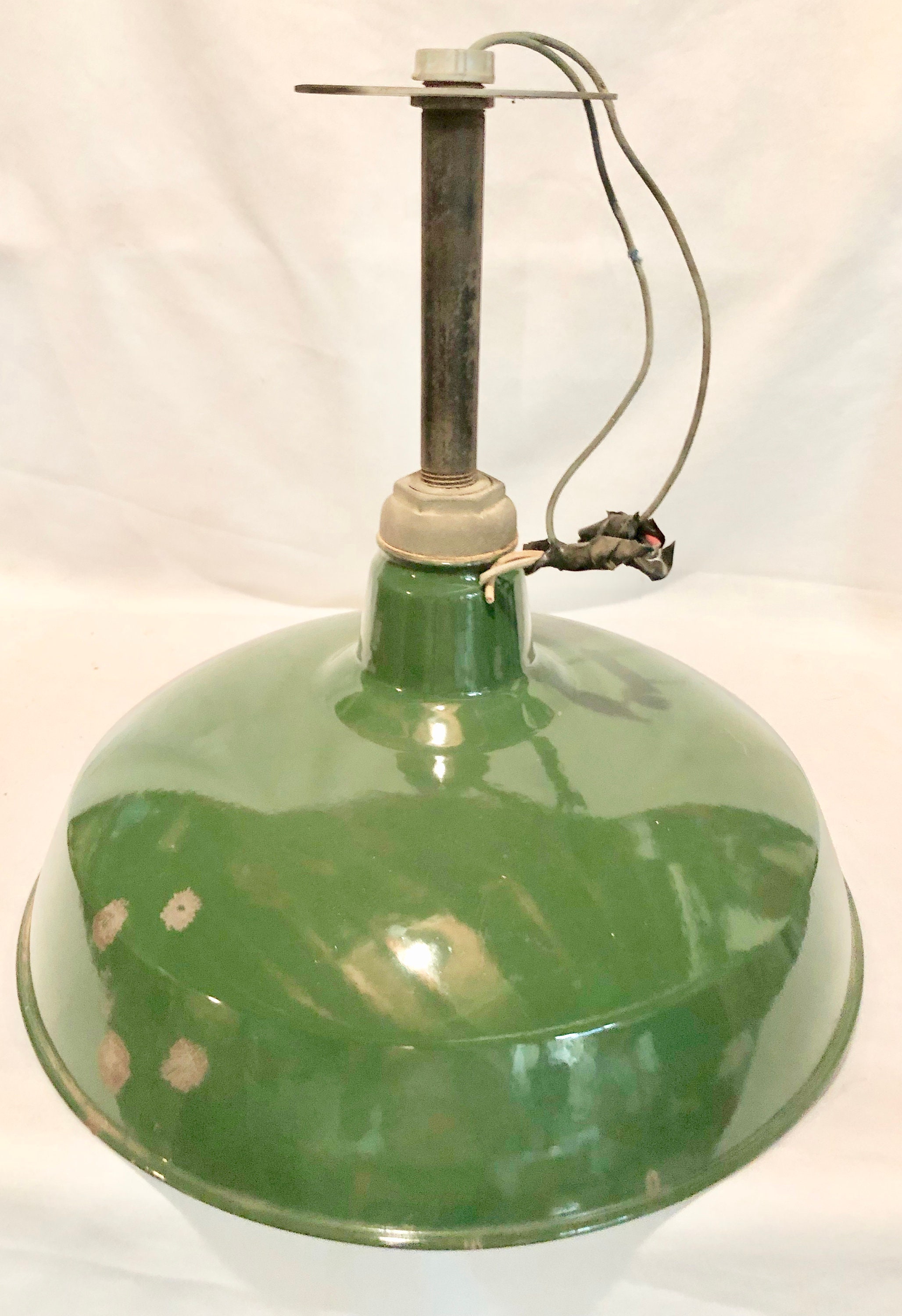 Vintage Green Porcelain Enamel Industrial Ceiling Light ...