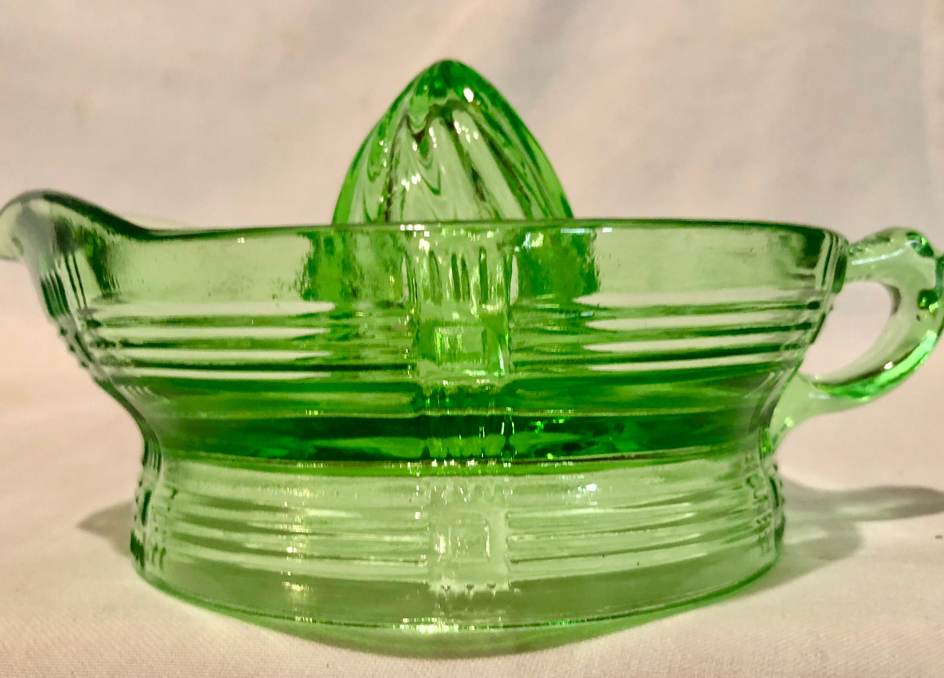 Vintage Green Depression Glass Juicer